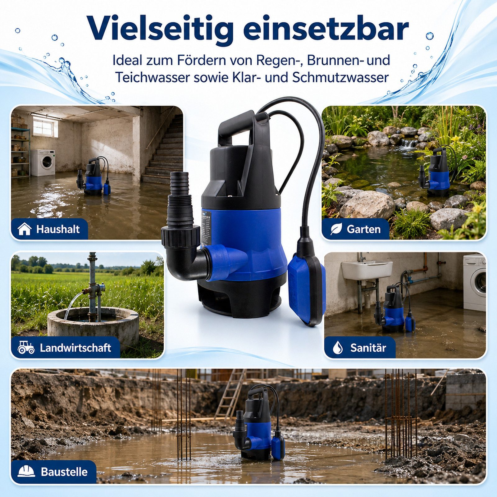 Bituxx Tauchpumpe 1100 Watt (MS-15827) – Bild 3 von 5