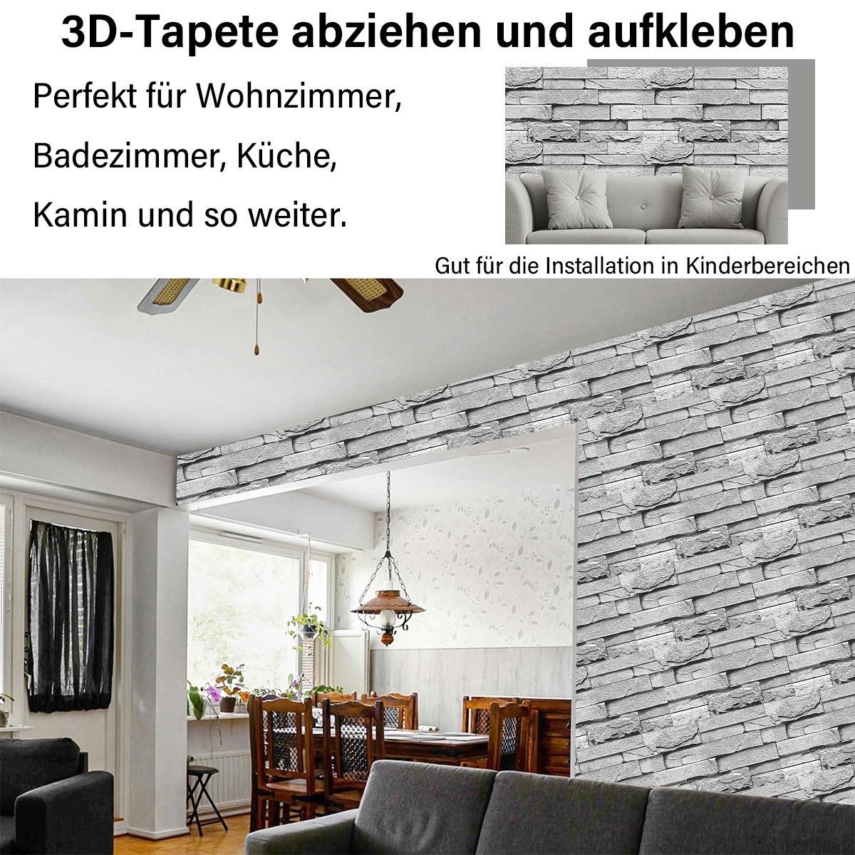 ZEUOPQ Fliesenaufkleber Graue Steinfliese Wandaufkleber 6 günstig online kaufen