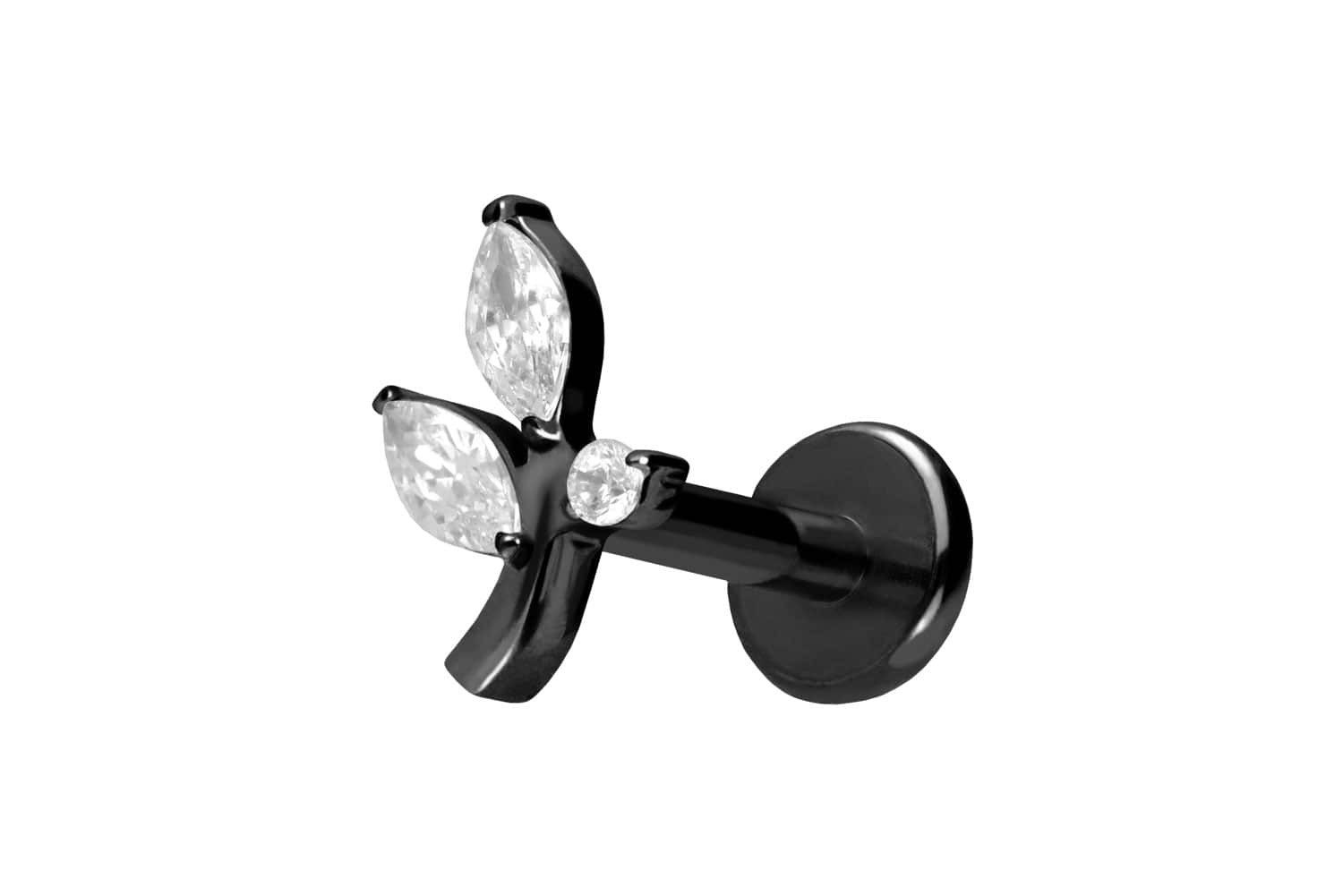 Piercing-Set Titan Labret mit Innengewinde KRISTALLZWEIG