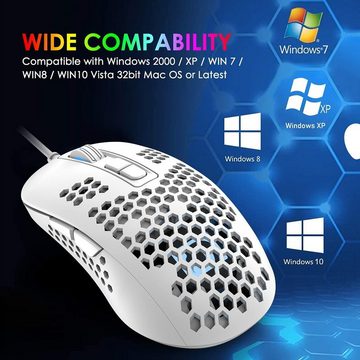 KUIYN 60% kabelgebunden, kompakt, 61 Tasten, 11 RGB-Effekte Tastatur- und Maus-Set, mit vollen Tasten, Anti-Ghosting, kabelgebundene leichte Gamng-Maus