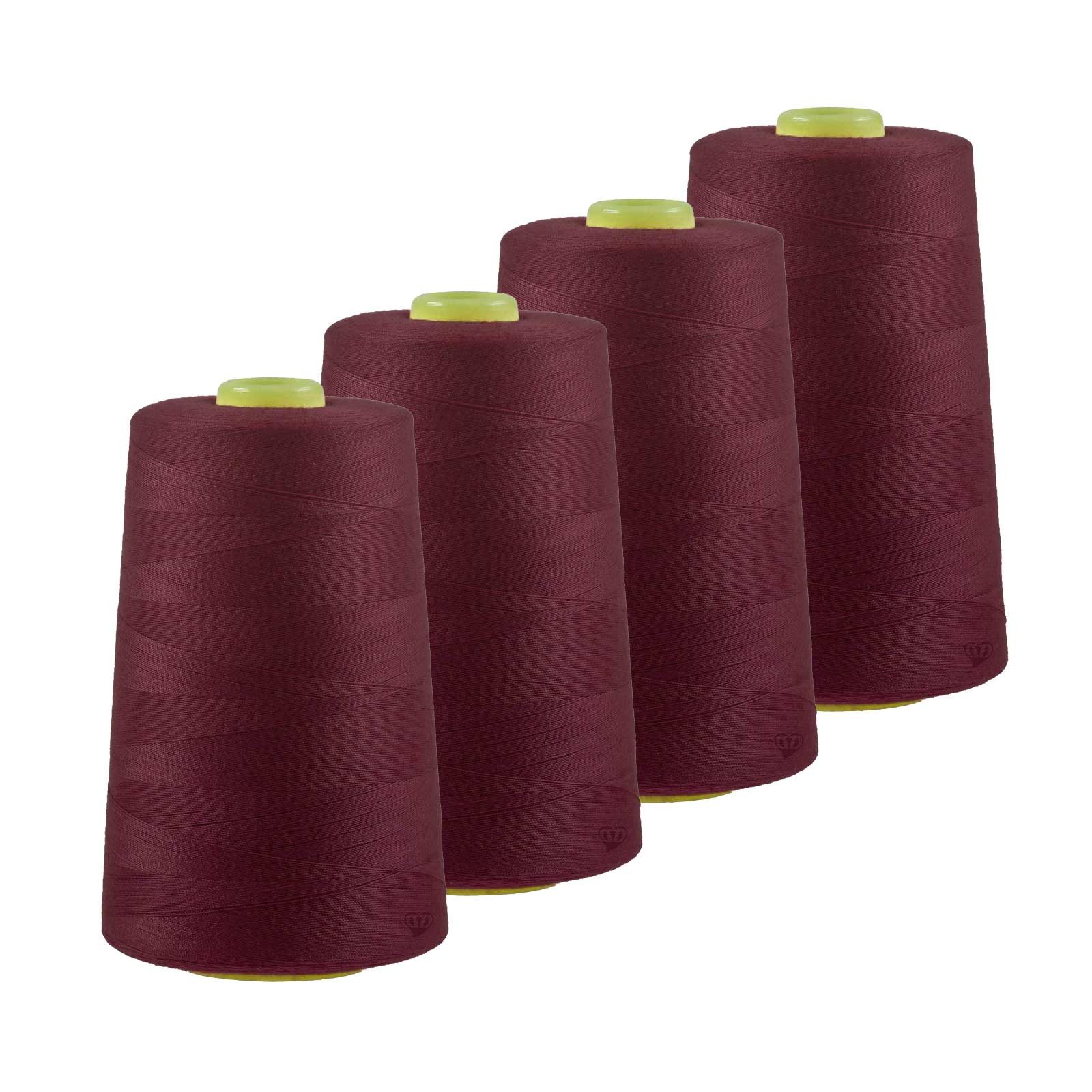 maDDma 4 x 4572m Qualitäts Overlockgarn Nähgarn Polyester Overlockgarn, 4 m, A639 bordeauxviolett