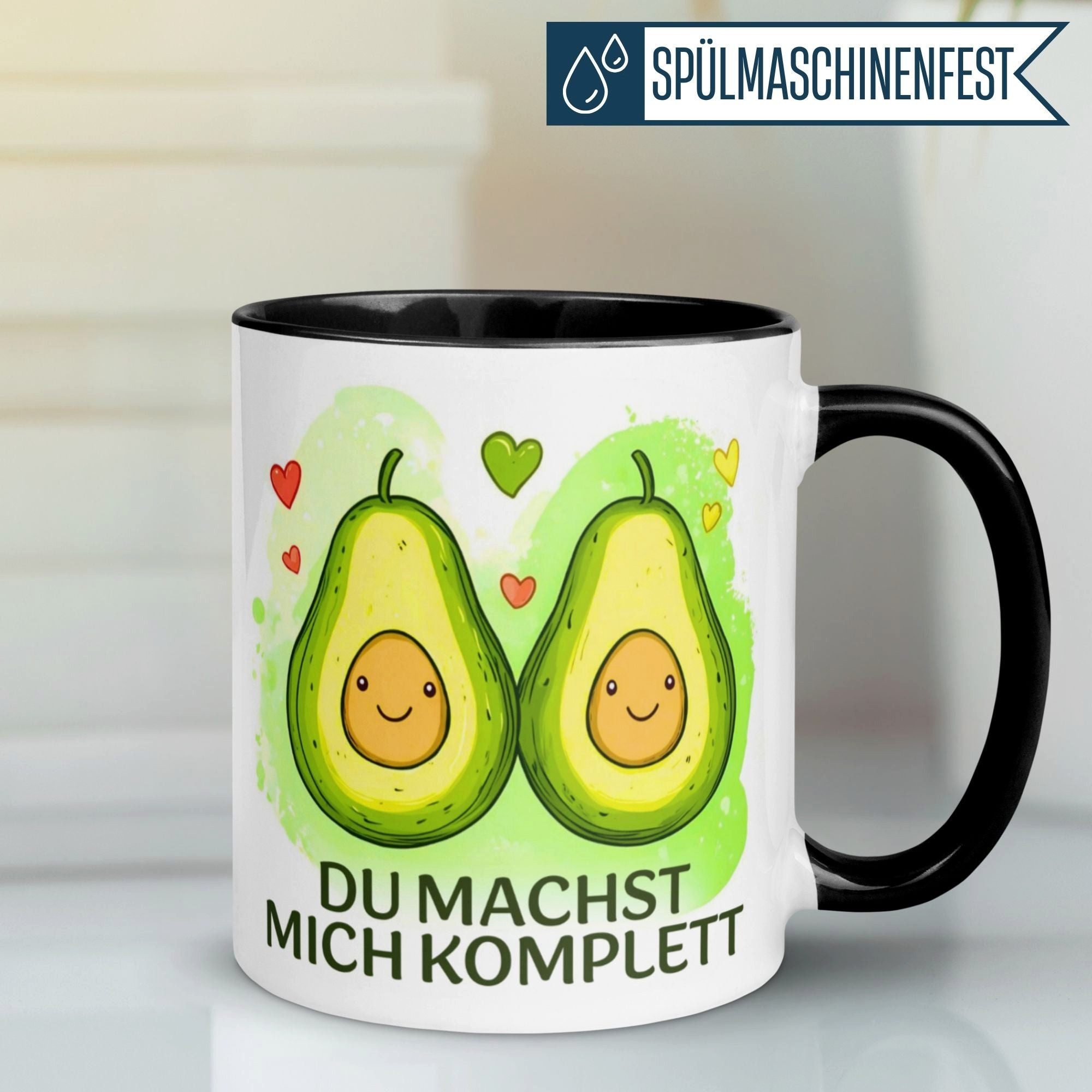 Momentals Tasse Liebe – „Du machst mich komplett“ – Ich liebe Dich Geschenk Jahrestag, Gratis Versand · Links-&Rechtshänder · Spülmaschinenfest