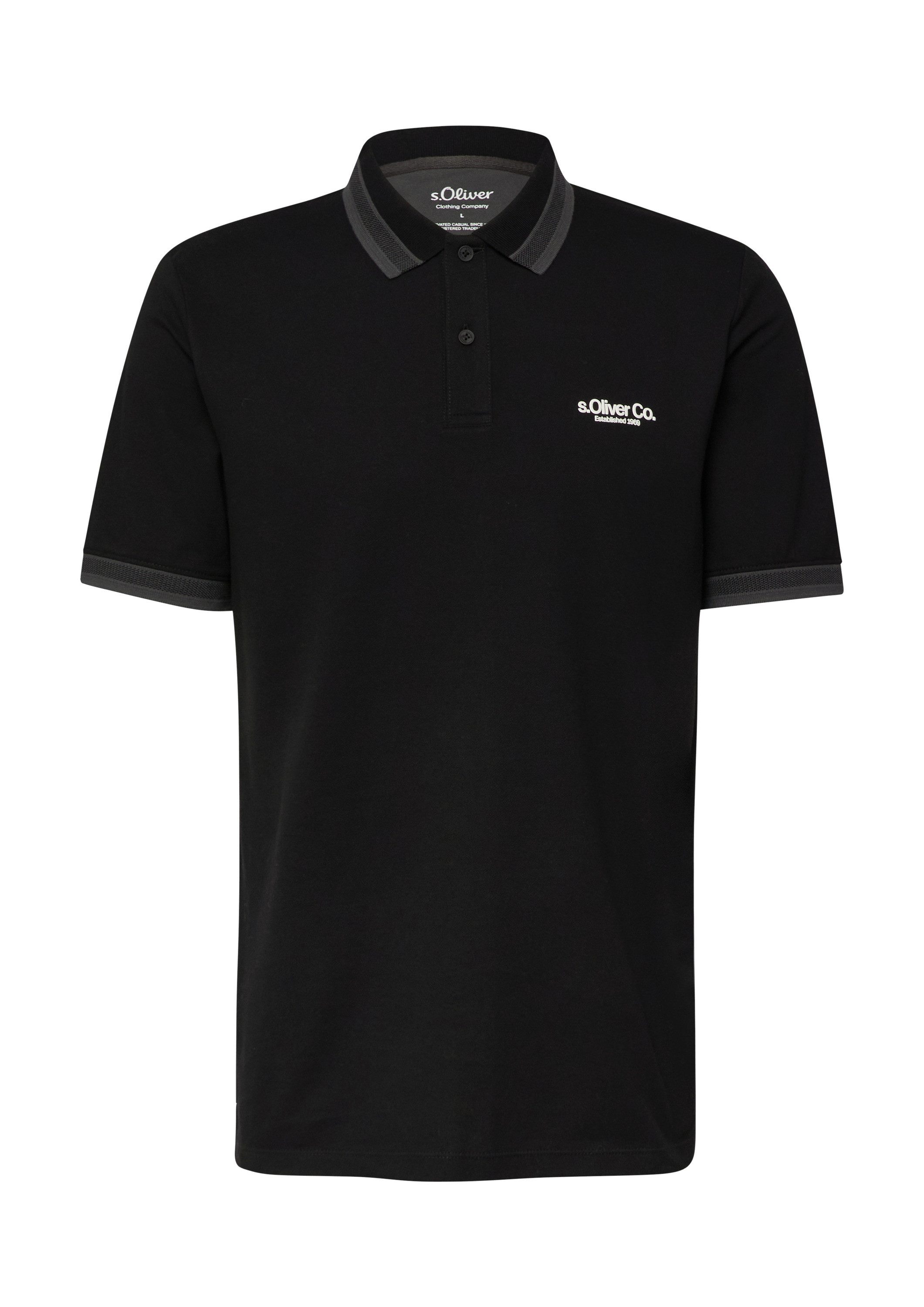 s.Oliver Kurzarmshirt Polo-Shirt Poloshirt aus Piqué mit Kontrast-Details