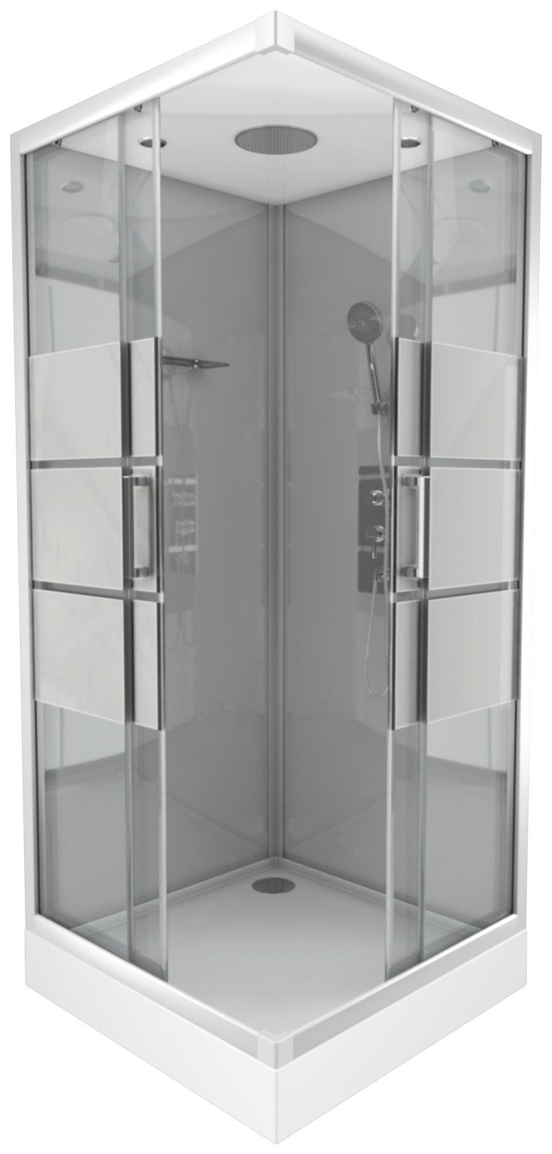 Marwell Komplettdusche Grey River 2 Square, BxT: 90x90 cm, Einscheibensicherheitsglas, inkl. Armaturen