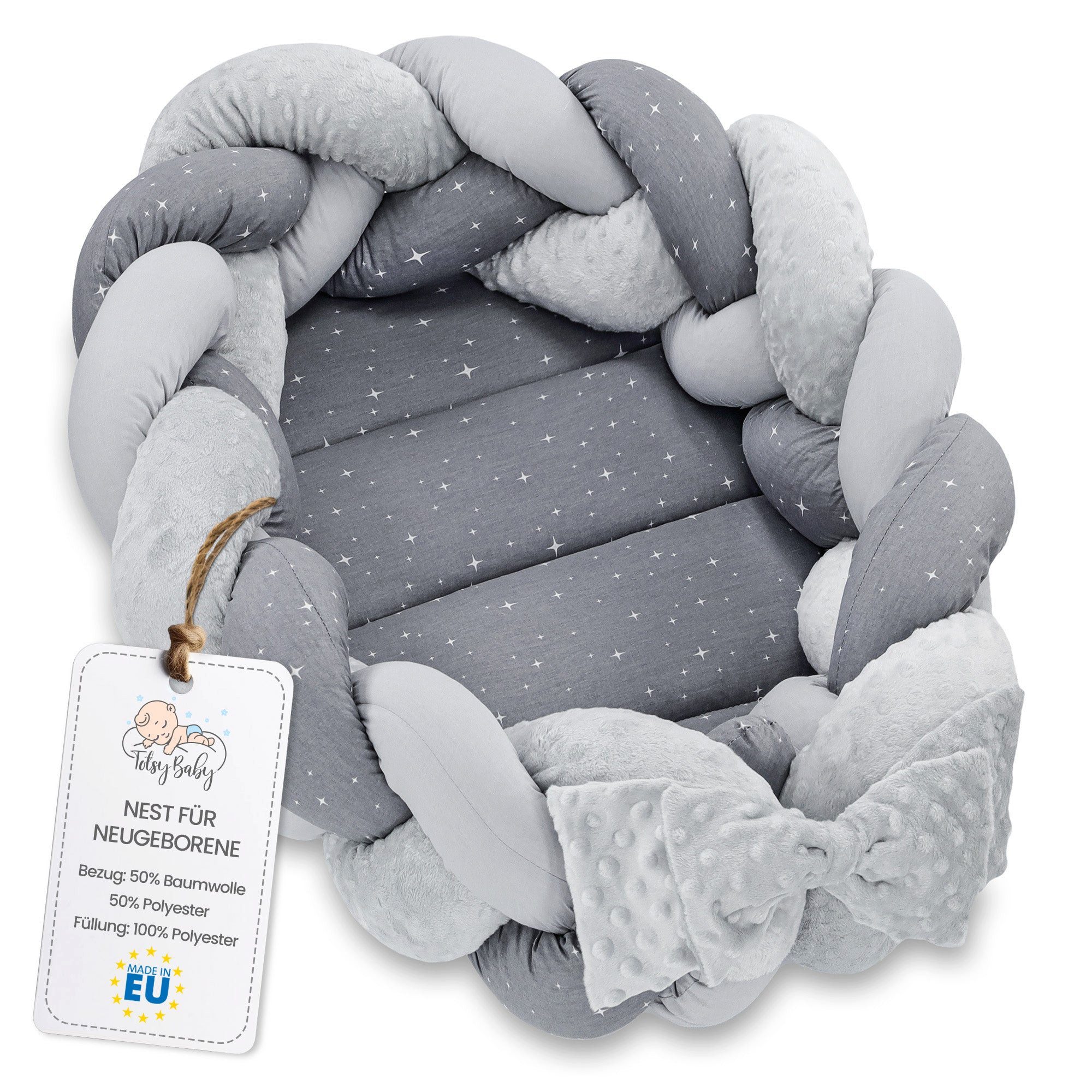 Kuschelnest Babynest Neugeborene Nestchen Baby 75 x 45 cm – Plüschstoff Galaxie