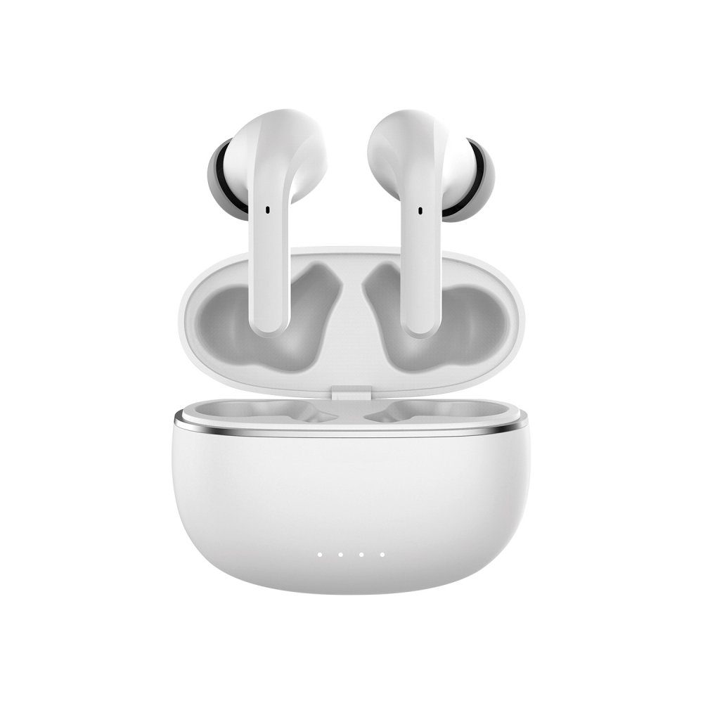 Forever Wireless In-Ear Headset Kopfhörer Case mit Weiß In-Ear wireless aufladbarem In-Ear-Kopfhörer