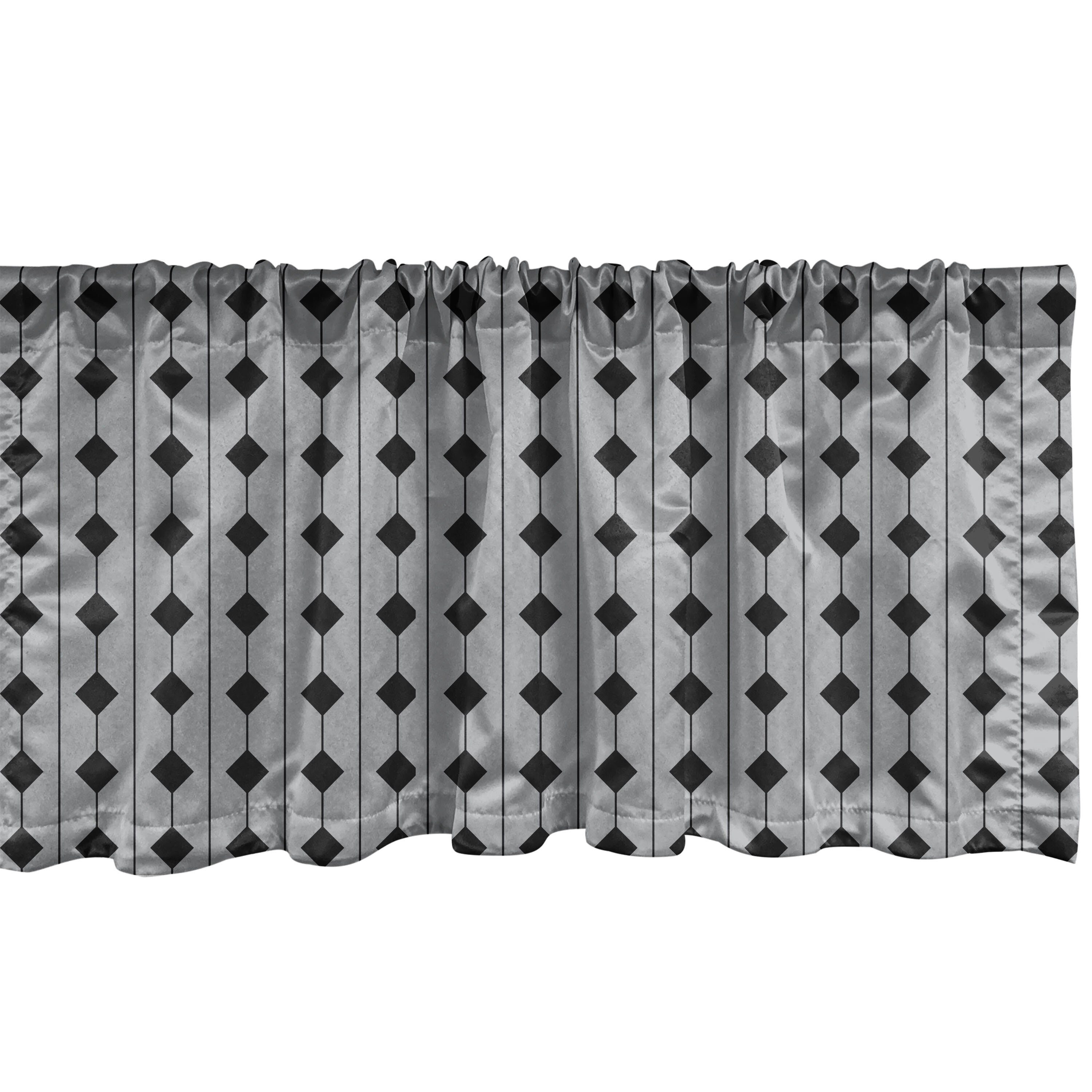 Scheibengardine Vorhang Volant für Küche Schlafzimmer Dekor mit Stangentasche, Abakuhaus, Microfaser, grau Geometric Square und Stripes | Scheibengardinen