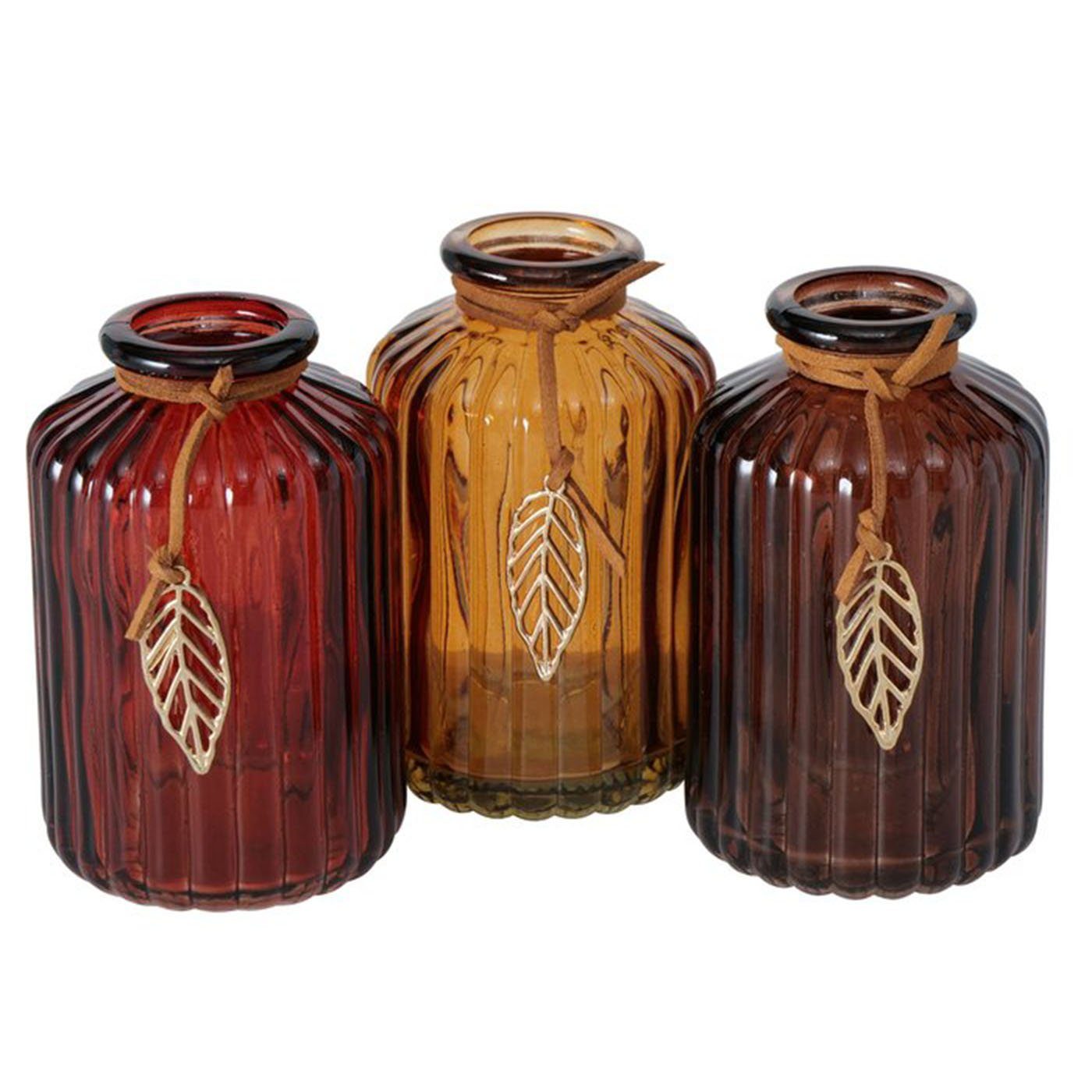 Dekovase Blumenvase 3er Set in Brauntönen Tischdekoration Florales Design