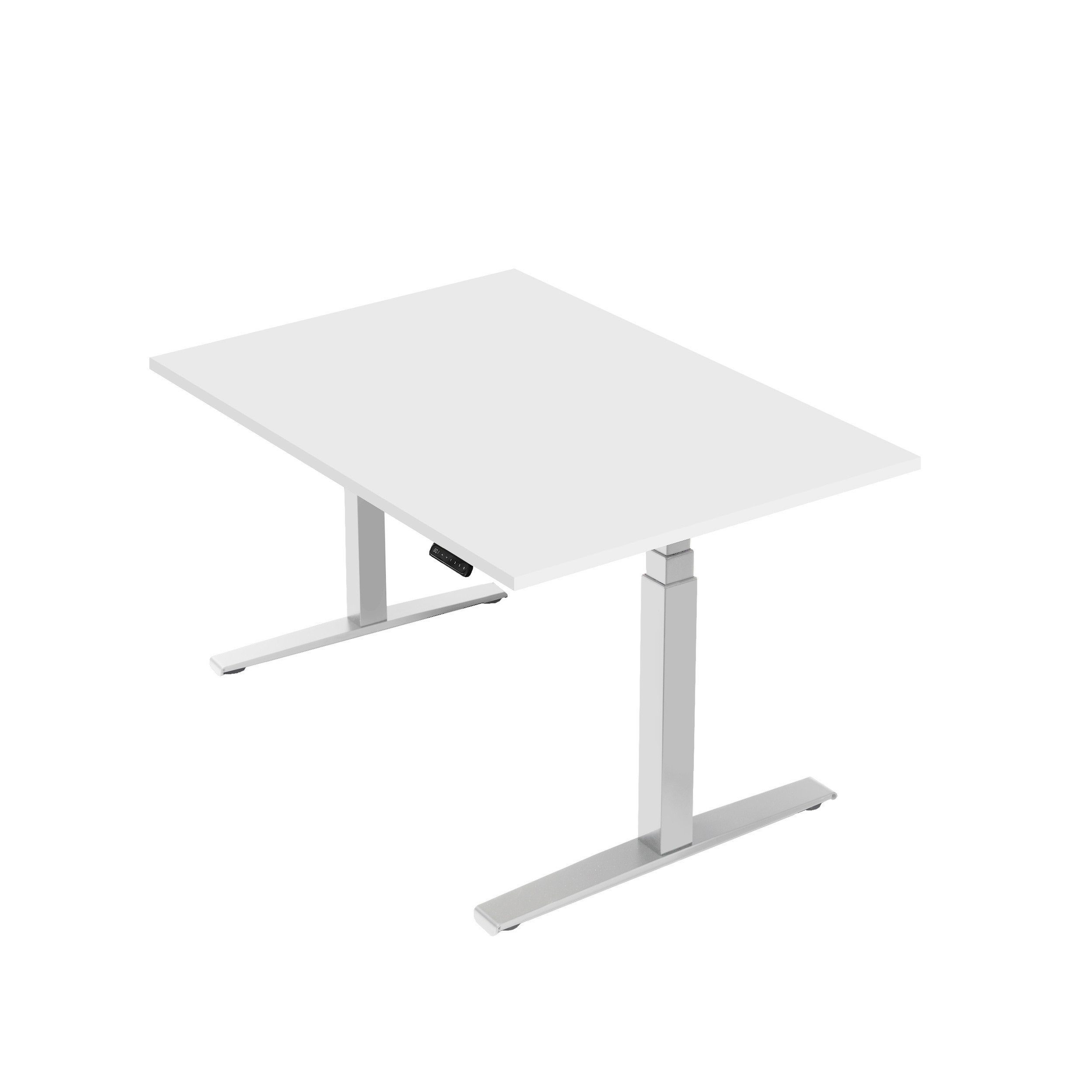 boho office® Schreibtisch Basic Line, Weiß höhenverstellbar 80 mm/Sek, Tischplatte Lichtgrau 120 x 80 cm