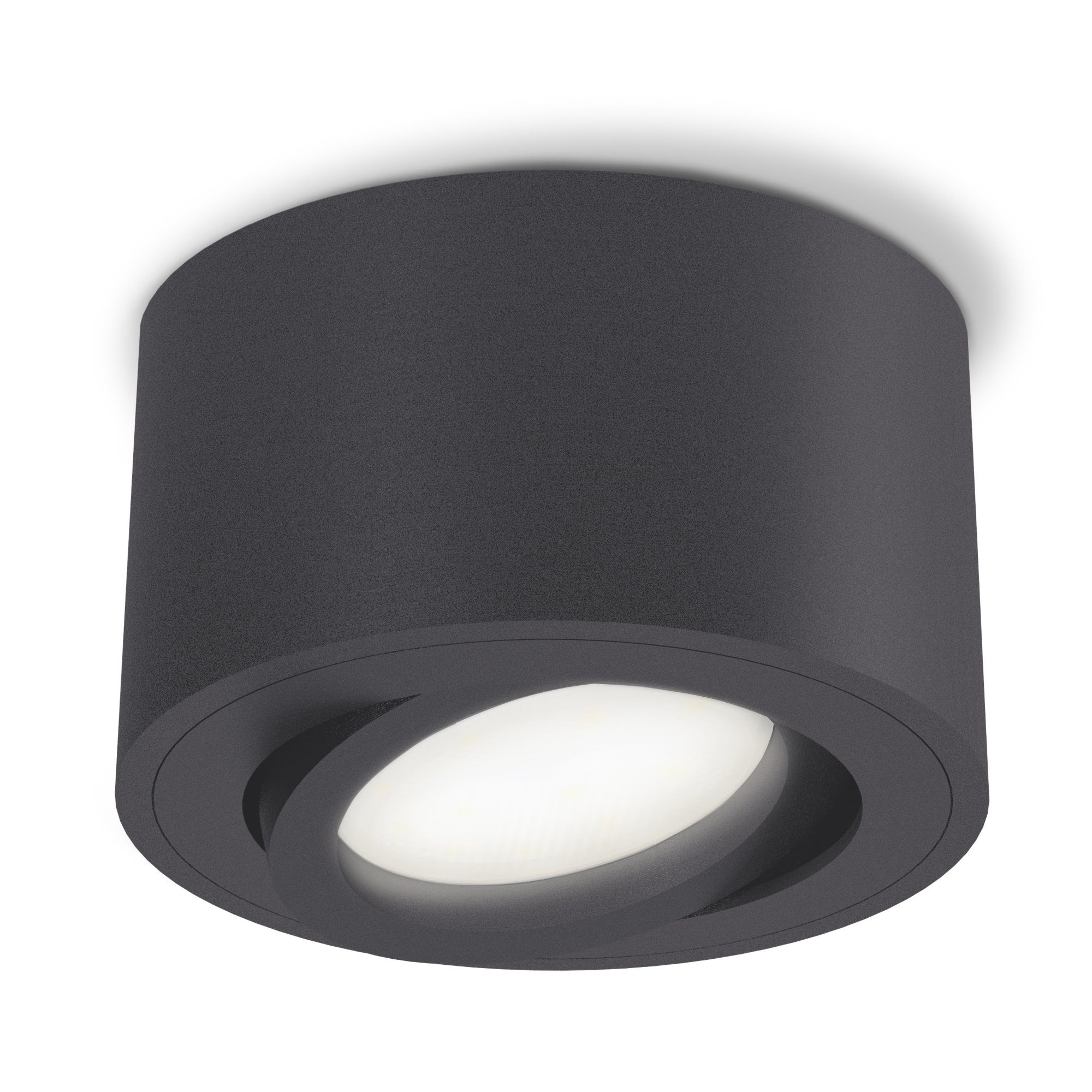 SSC-LUXon LED Aufbaustrahler CELI-1N Aufputz Deckenspot schwenkbar flach anthrazit mit LED Modul 4W, Neutralweiß