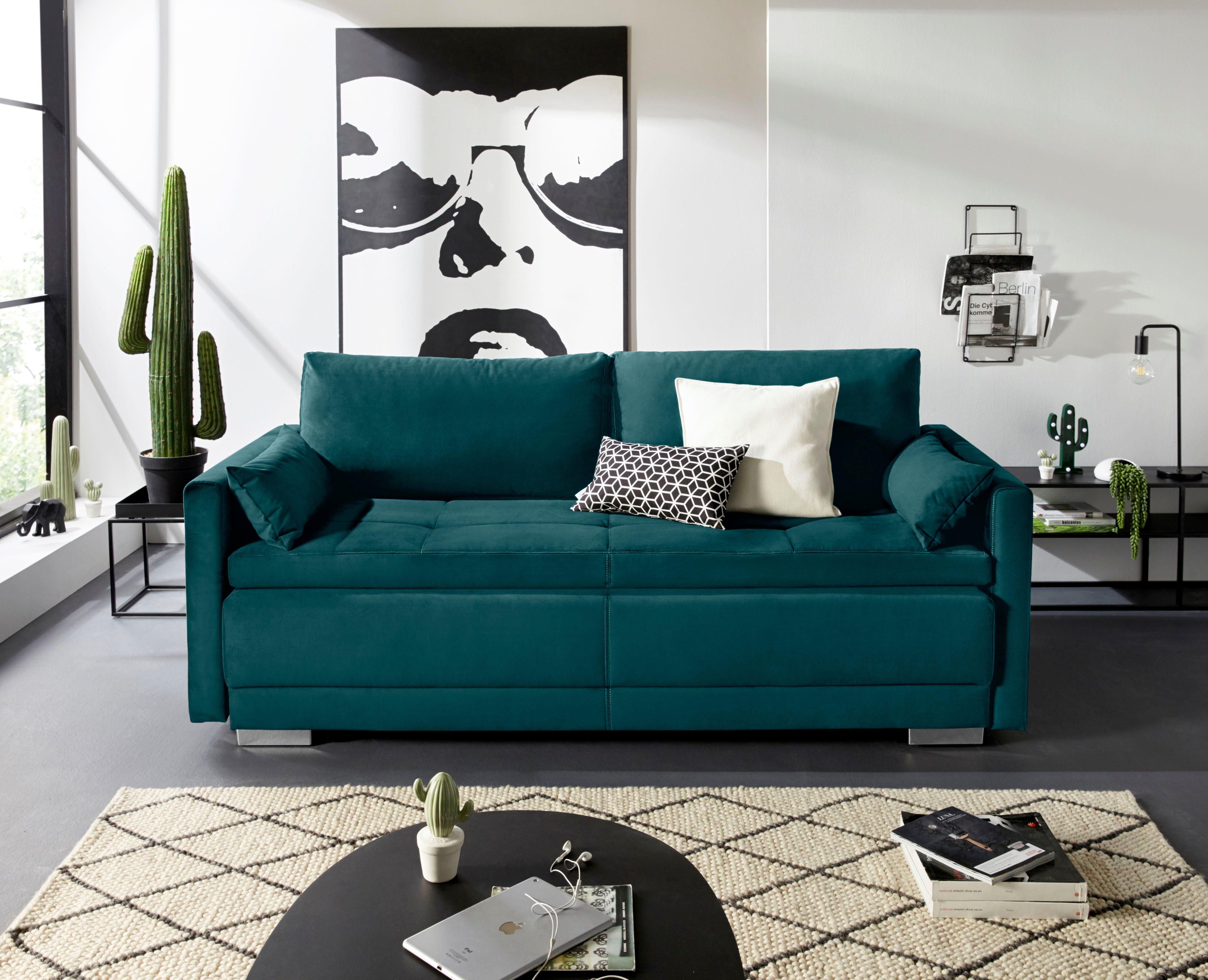 INOSIGN Schlafsofa Berlin, mit Boxspringaufbau, Bettfunktion & Bettkasten, Dauerschlafsofa