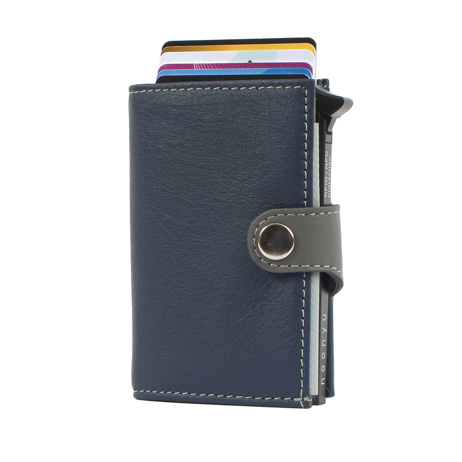 Mini Leder Kreditkartenbörse noonyu leather, Margelisch aus single Geldbörse Upcycling darkblue