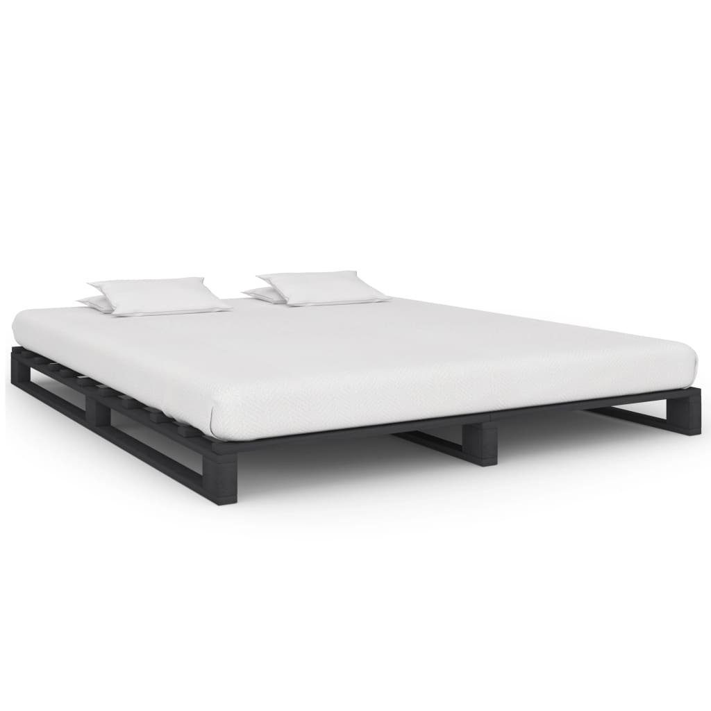 vidaXL Palettenbett aus Kiefer in Grau (LxBxH: 200x180x14 cm)