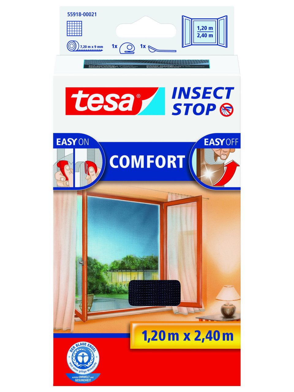 tesa Fliegengitter-Gewebe tesa Fliegenschutz-Fenster COMFORT 120 x 240 cm -