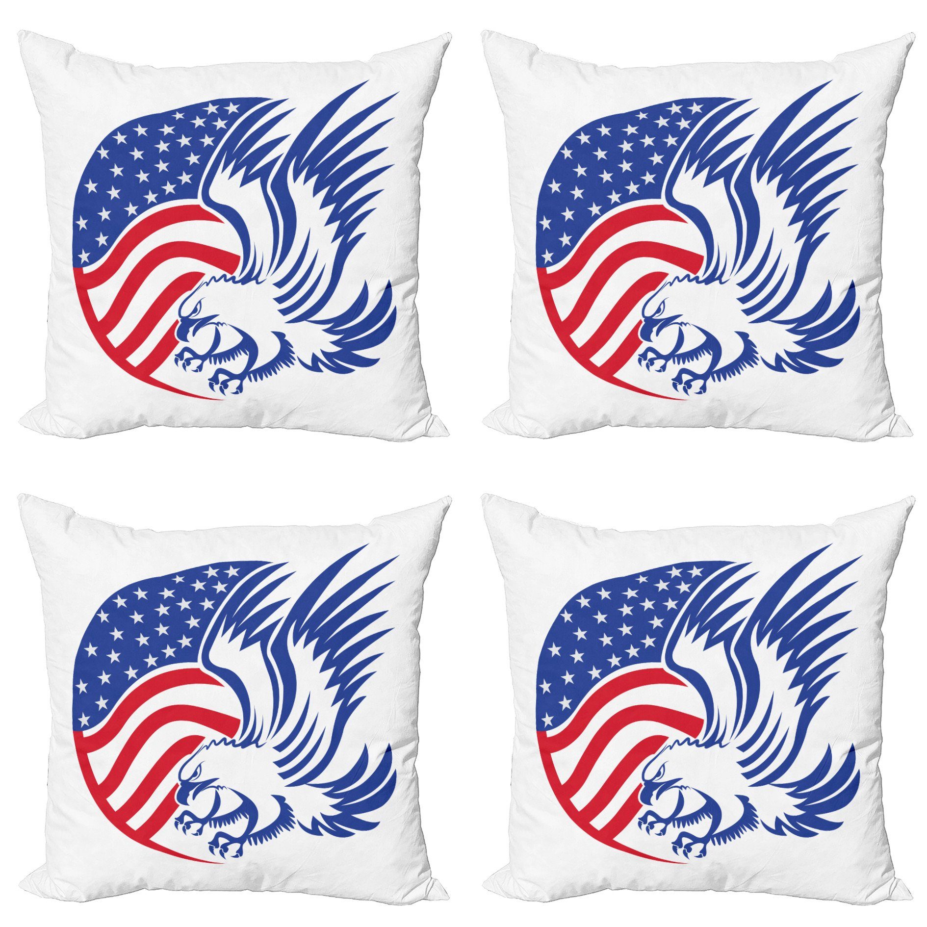 amerikanisch Accent Eagle-Flagge Kissenbezüge Stück), Abakuhaus Modern Bald American Doppelseitiger Digitaldruck, (4