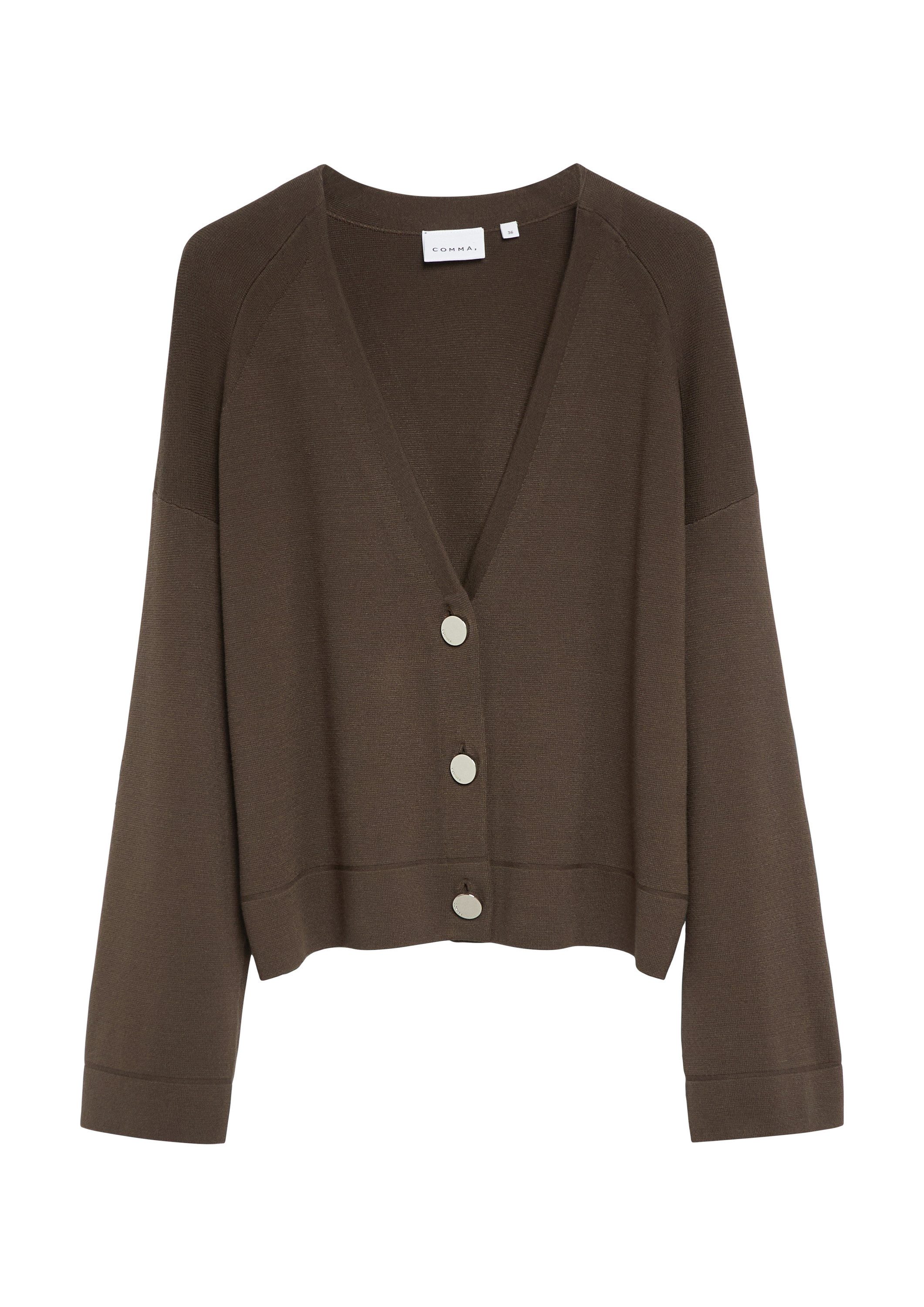 comma Cardigan Strickjacke V-Neck-Cardigan mit weiten Ärmeln