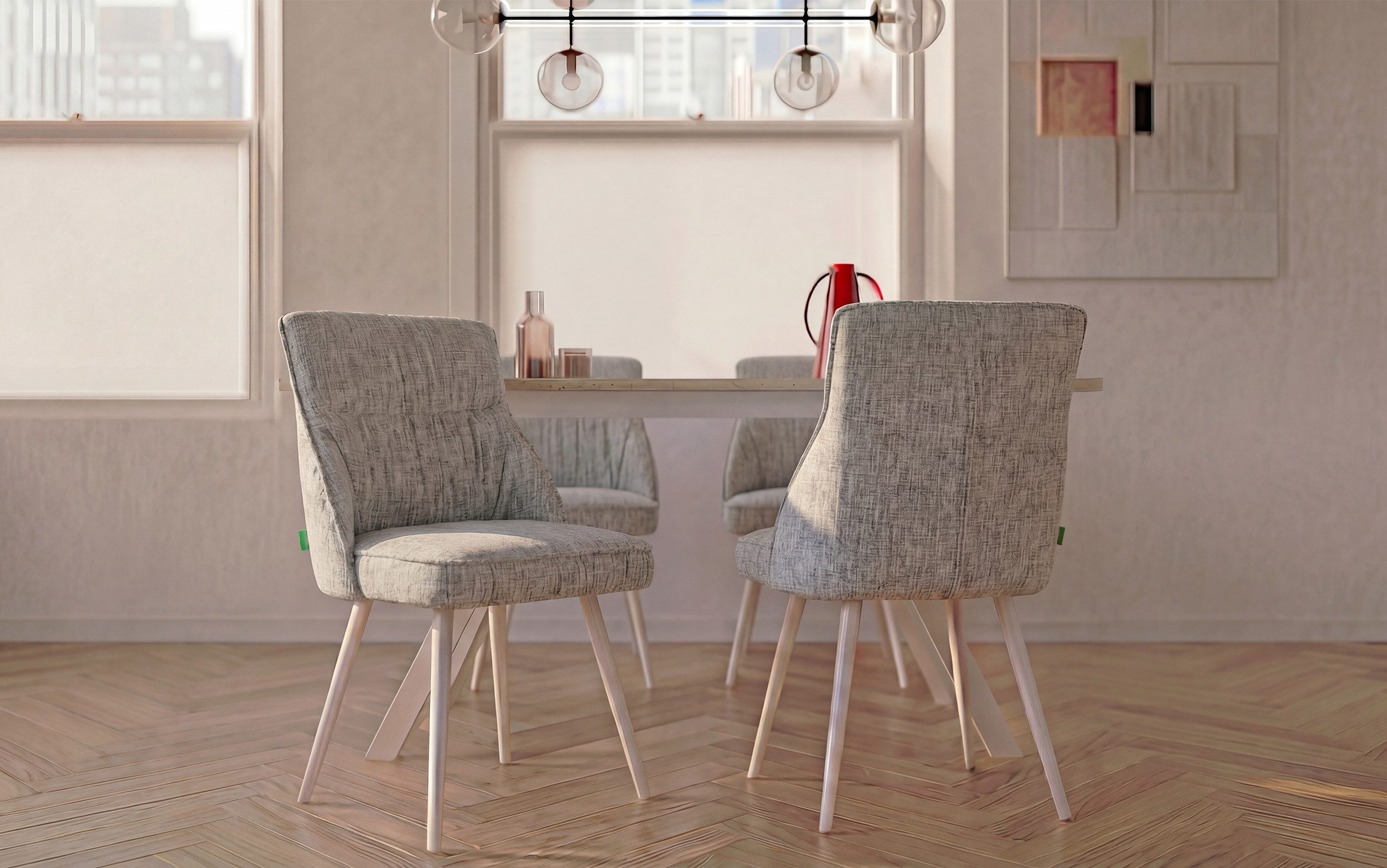 DUBI Möbel Polsterstuhl MIRELA 2er-Set (2 St), 4-Fuss Gestell Weiß 2er-Set