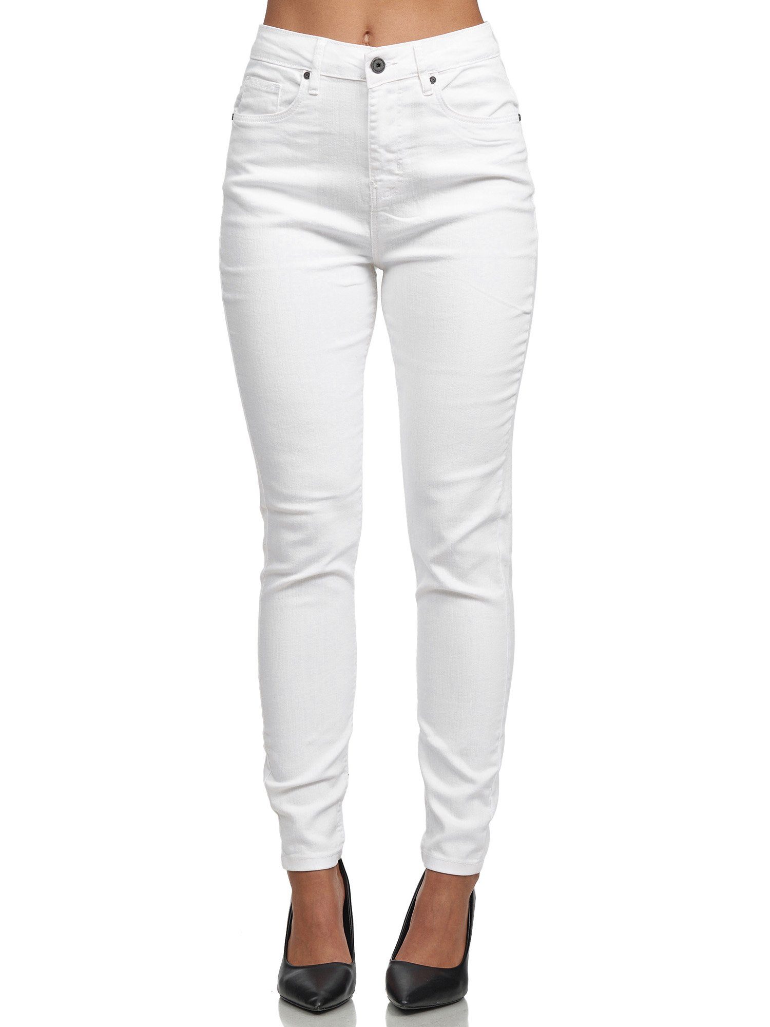 Damen Jeanshose High-waist-Jeans Tazzio F101 weiß Skinny Fit