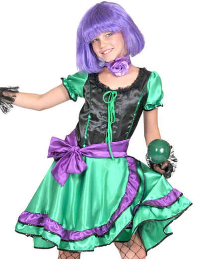 Funny Fashion Kostüm Samba Kostüm Tina für Mädchen - Lila Grün - Kinder Tanzkleid Show Karneval