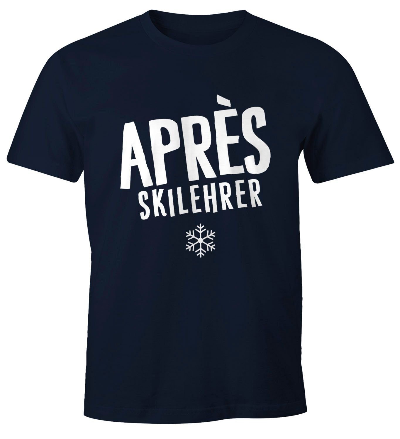 Print Apres-Ski Herren mit Lehrer navy Fun-Shirt T-Shirt Moonworks® MoonWorks Print-Shirt