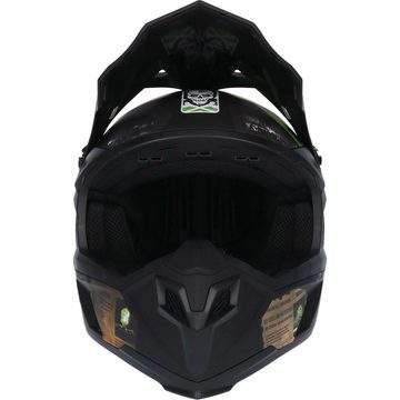 Broken Head Motocrosshelm MX-Resolution Grün (Mit MX-2 Brille Schwarz), Mit zwei Verschlüssen