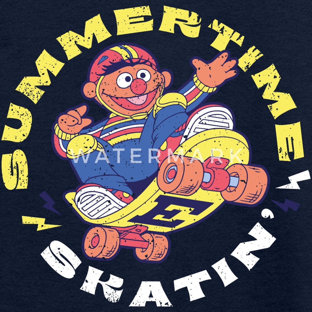 Spreadshirt T-Shirt Sesamstraße Ernie Summer Time Skatin' Skate Design Teenager T-Shirt (1-tlg)