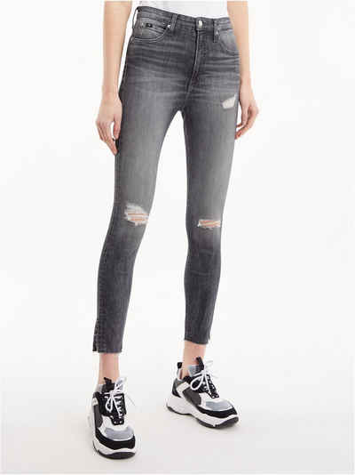 Calvin Klein Jeans Skinny-fit-Jeans HIGH RISE SUPER SKINNY ANKLE mit Calvin Klein Leder-Brandlabel hinten am Bund