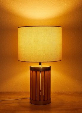 BRUBAKER Tischleuchte Nachttischlampe Holz, Tischlampe, Ohne Leuchtmittel, Fuß aus Holz/Metall