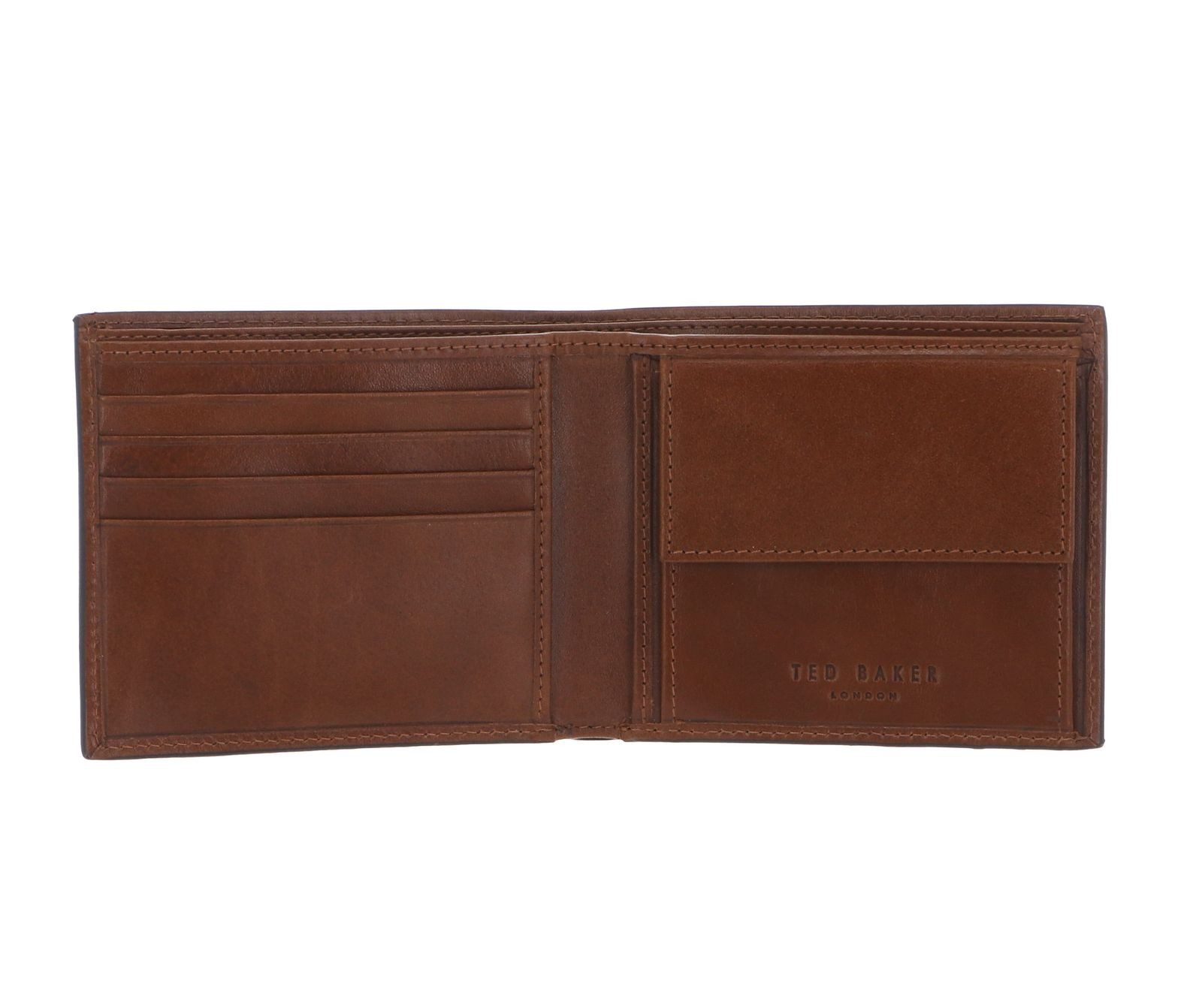Ted Baker Geldbörse Embossed Corner Leather Bifold Coin Wallet, aus echtem Leder mit RFID-Blocker Schutz