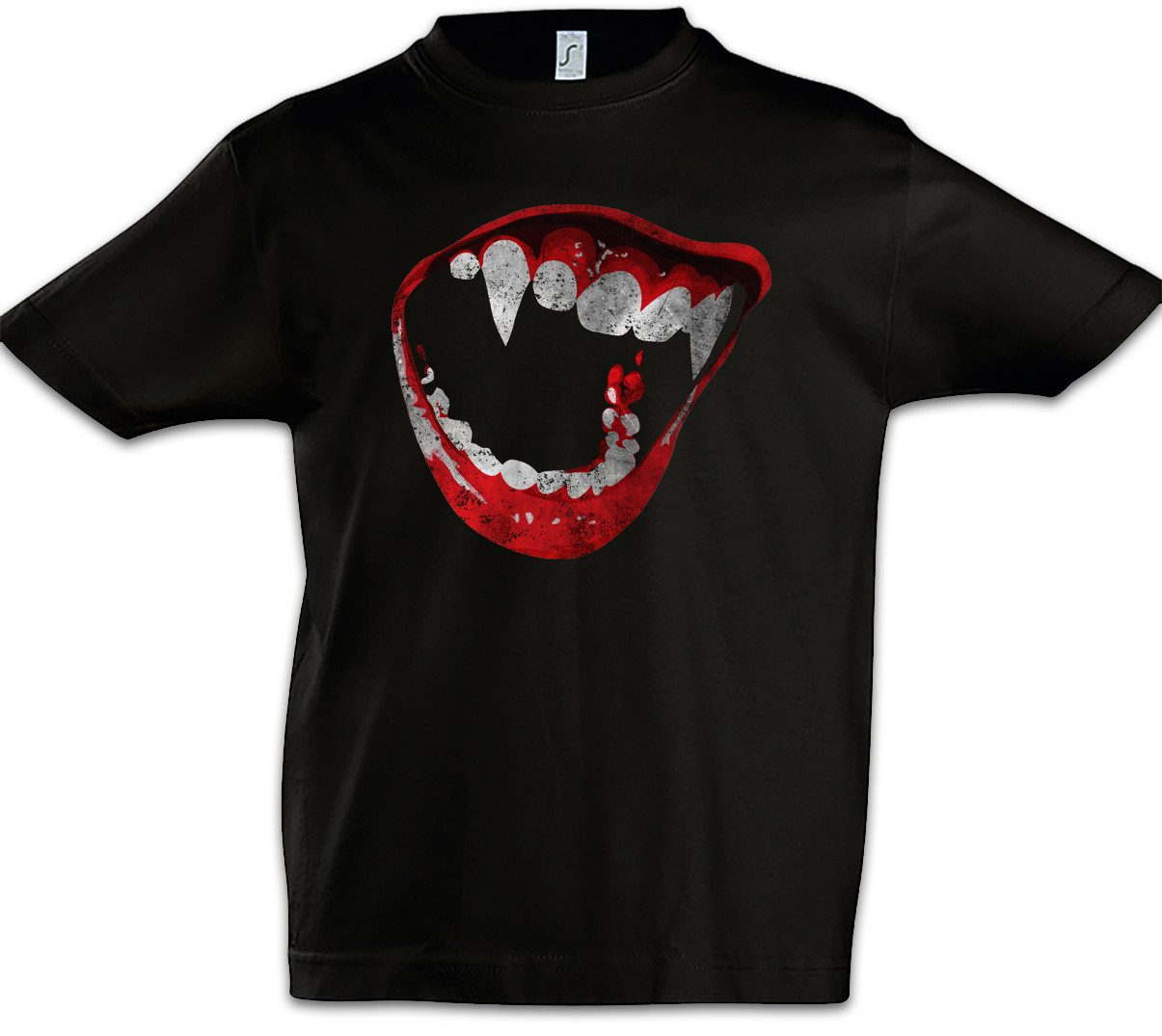 Print-Shirt Bite Kinder T-Shirt Vampir Blut True Gebiss Zähne Biss Bite Teeth Jaws