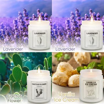 YINUO LIGHT Duftkerze, 4 Stücke Lavendel Kaktus Eis & Vanille Kerzen