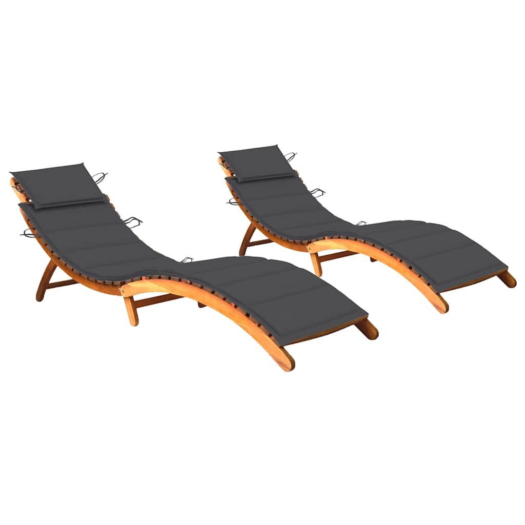 vidaXL Gartenliege Sonnenliegen 2 Stk. mit Auflagen Massivholz, 1 St.