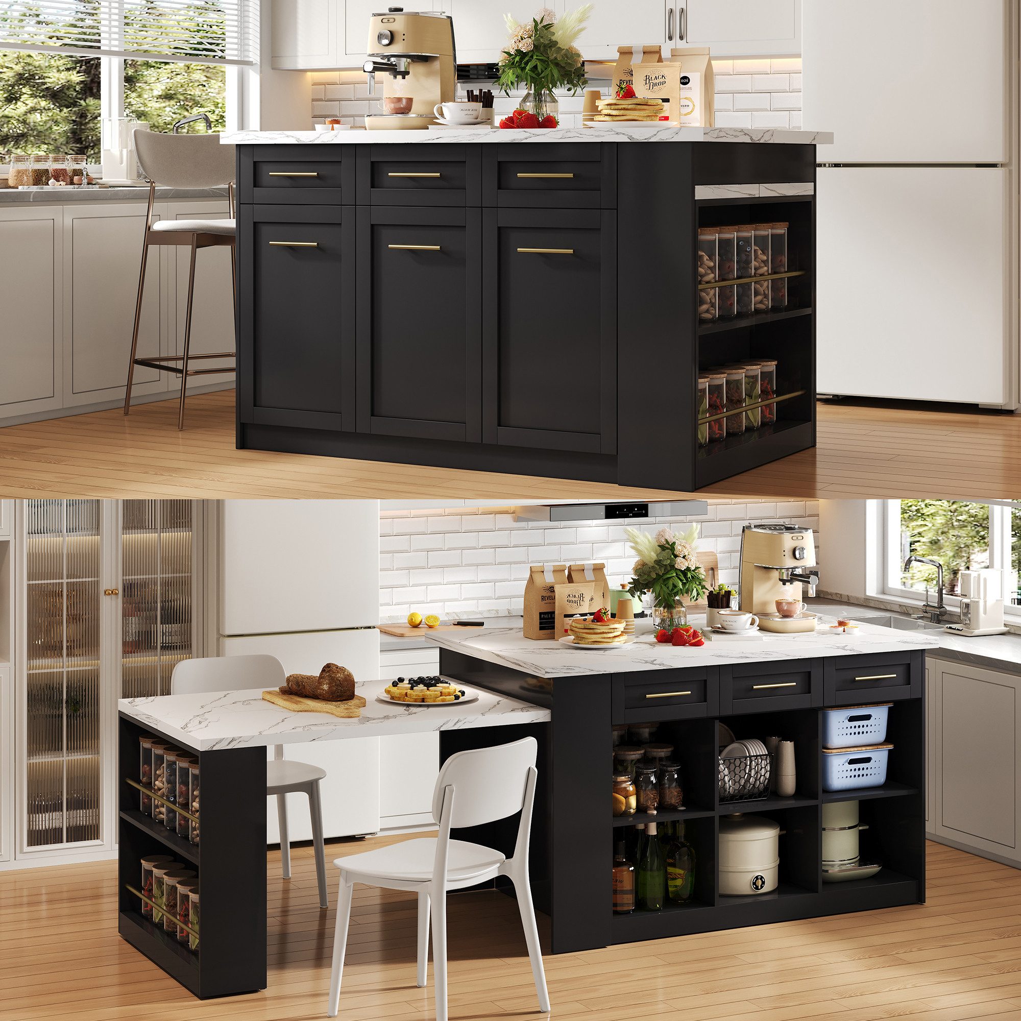 Flieks Kücheninsel mit ausziehbarer Esstisch und günstig online kaufen