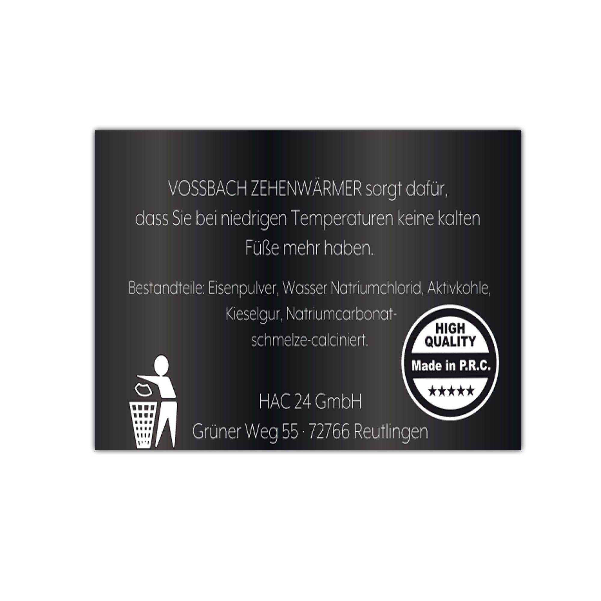 VOSSBACH Einlegesohlen Zehenwärmer Zehen Einlegesohlen Schuhwärmer Fußwärmer Wärmesohlen (2-tlg), 9,5 x 7 cm 8 Stunden selbstklebend Temperatur Ø 43 °c