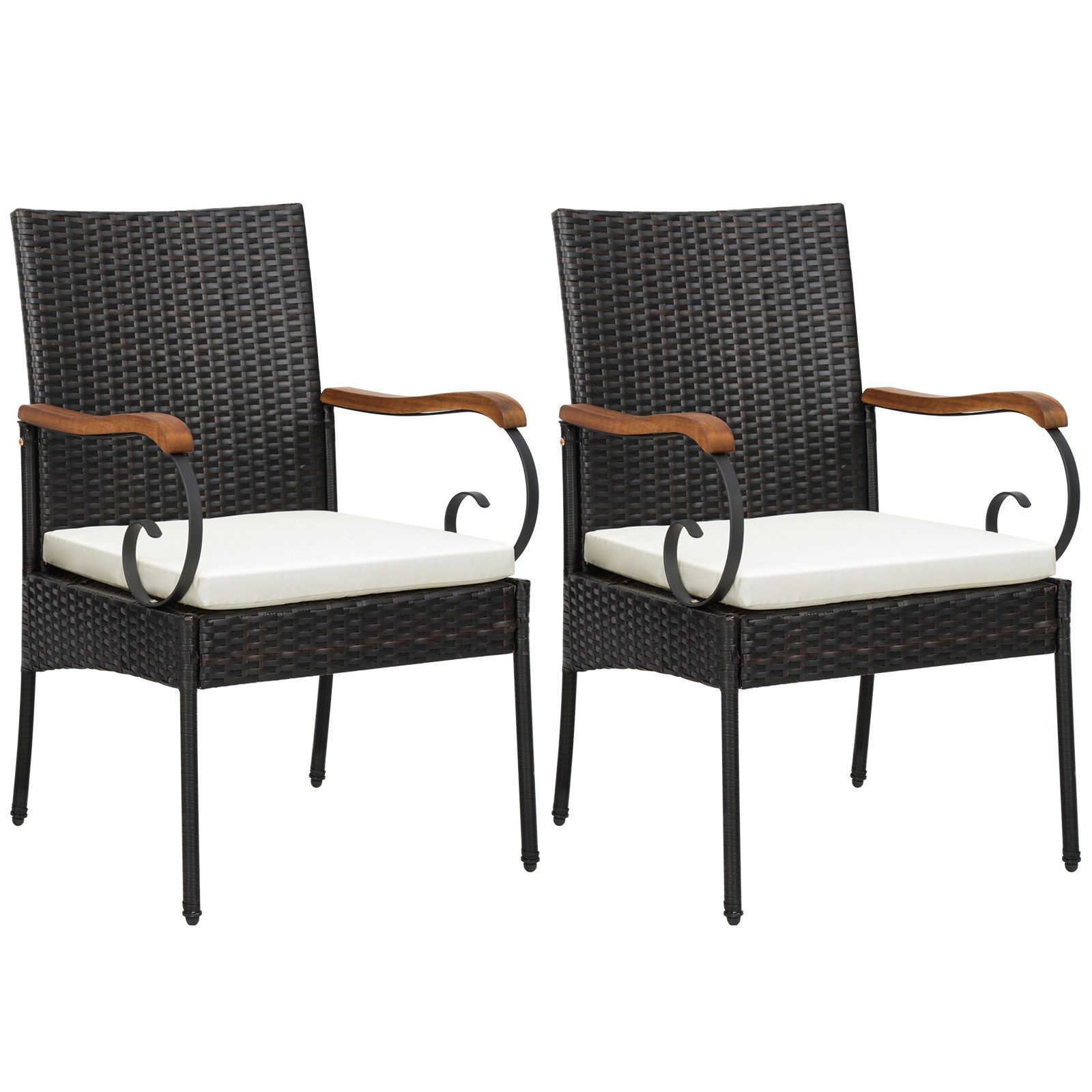 KOMFOTTEU Rattanstuhl (2er Set), Gartenstuhl mit günstig online kaufen