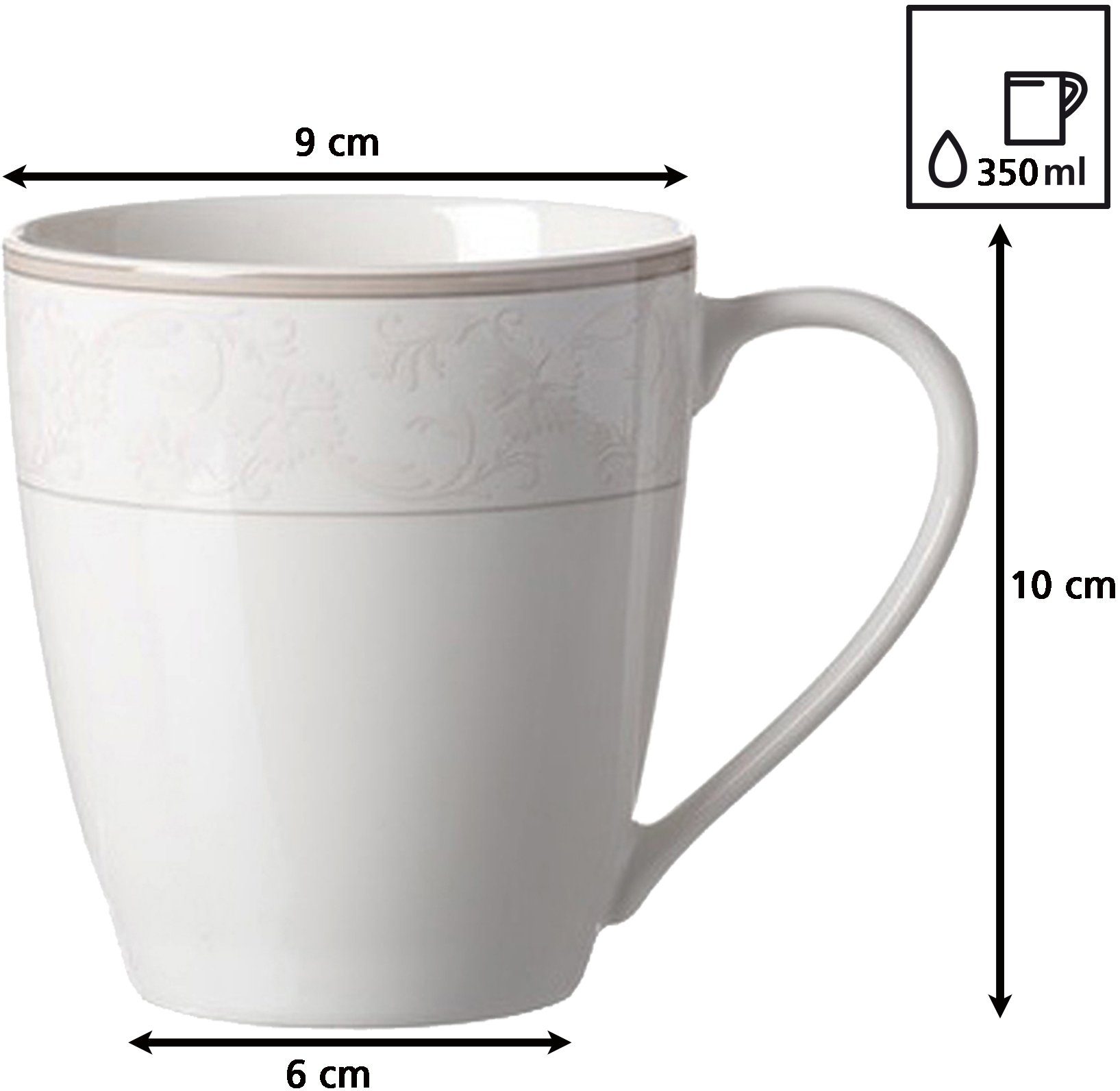 Ritzenhoff & Breker Becher Isabella, 6-tlg., Porzellan, mit extravagantem Dekor, 6-teilig