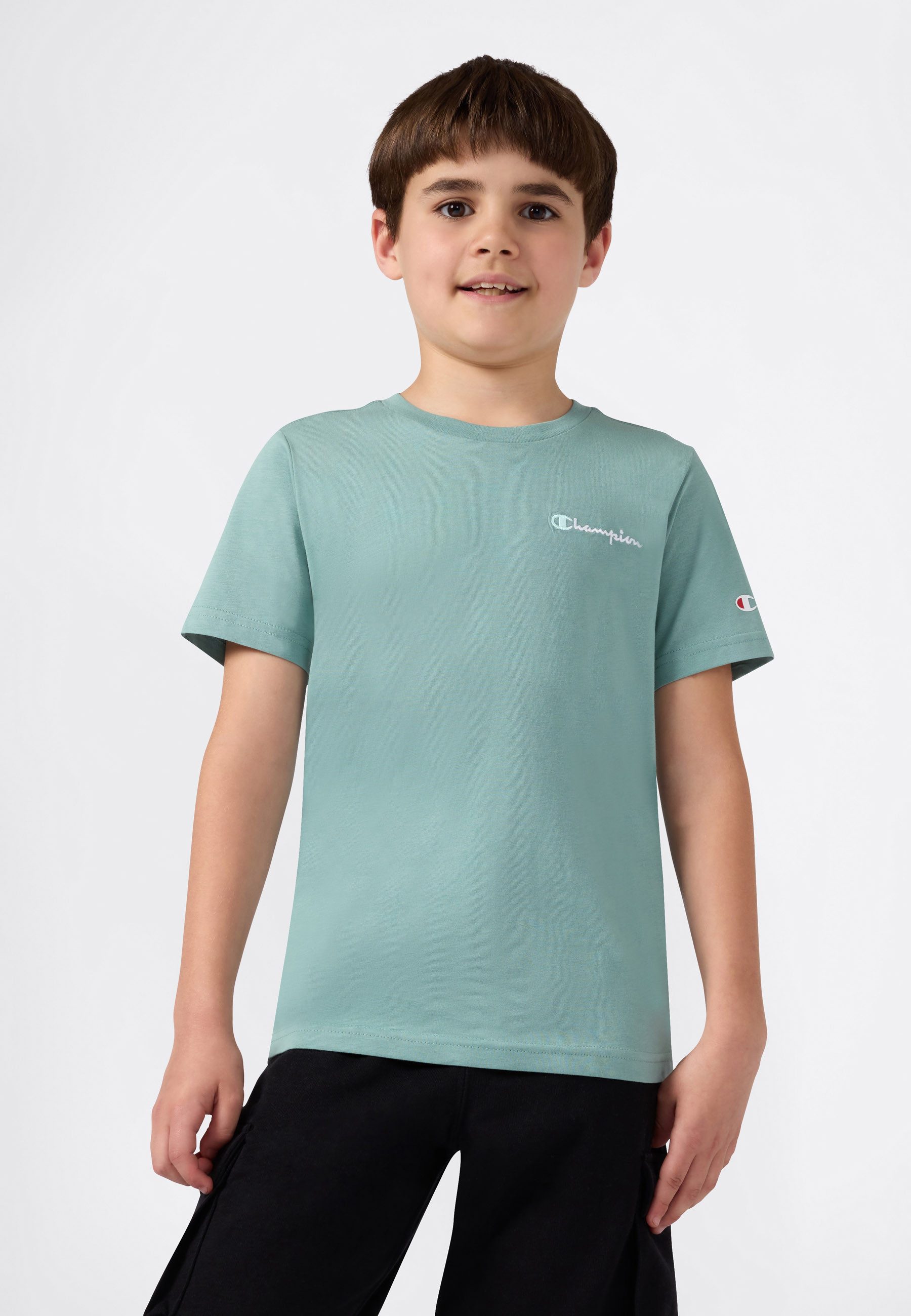 Champion T-Shirt ICONS CONTRAST Crewneck T-Shirt klassischer Schnitt, Kurzarm, für Kinder, für Sportmode