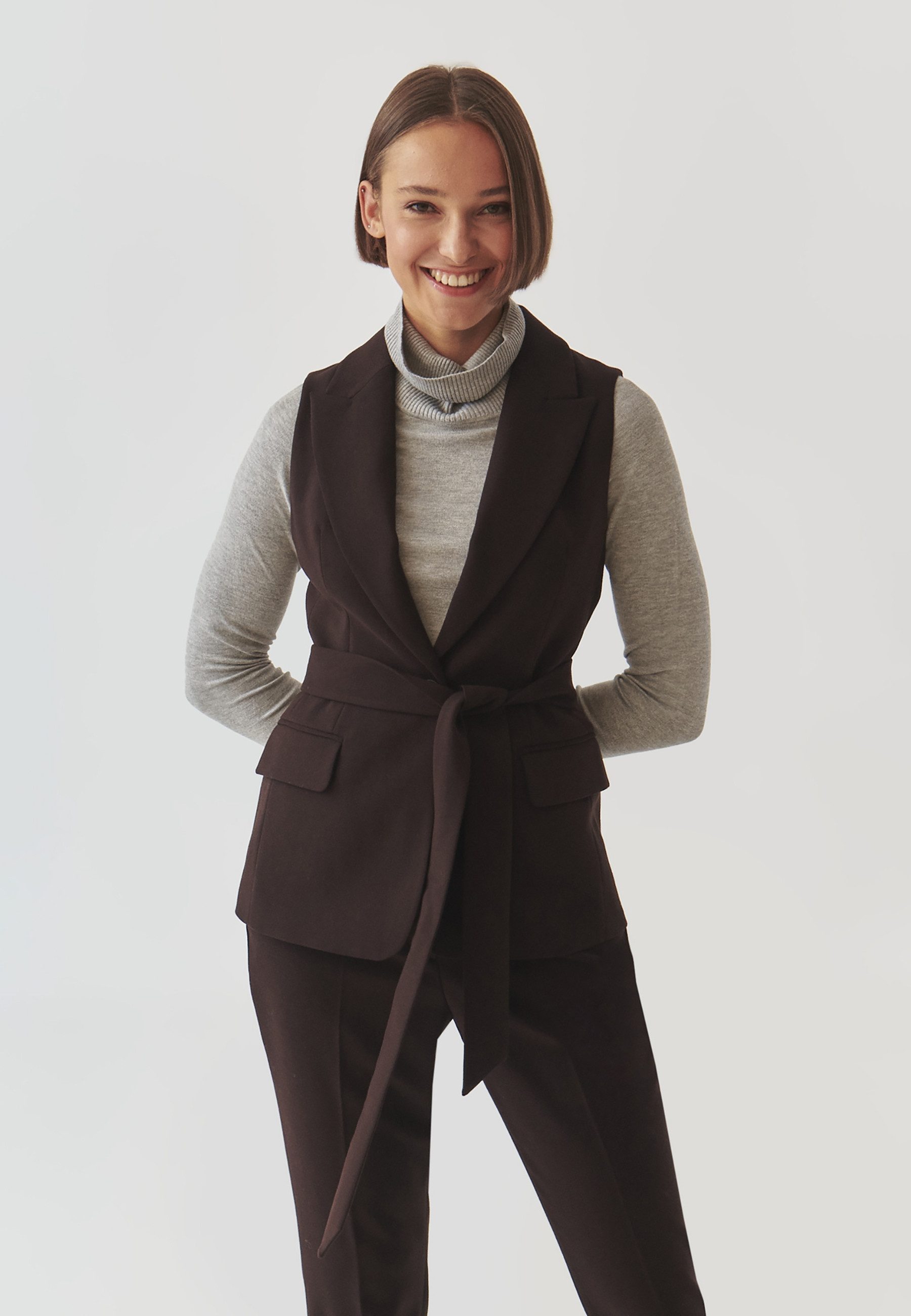 TATUUM Strickweste Damen-Stoffweste Mit Gürtel - Lamkina