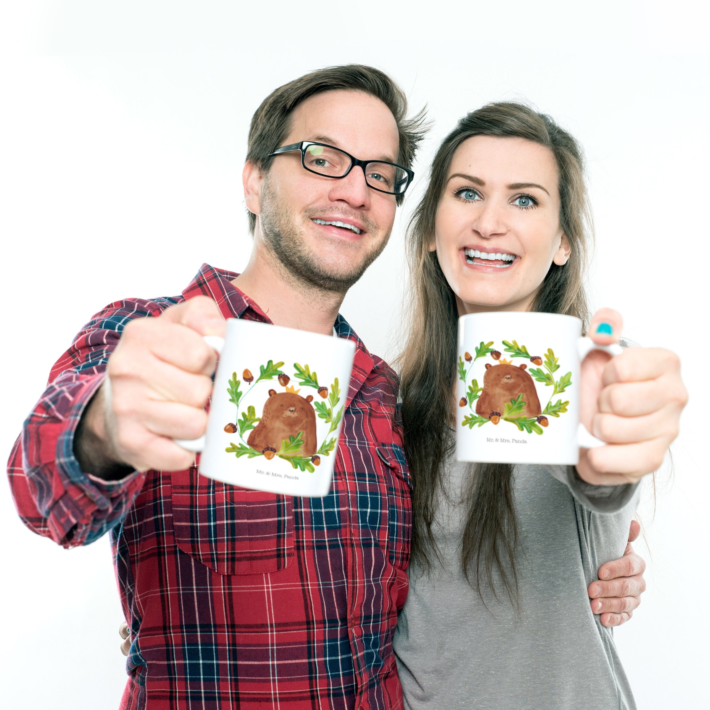 Mr. & Mrs. Teddy, - Kinderbecher, Daddy, Panda Weiß König Vater, Kunststoff Kinderbecher - Bär bester Geschenk