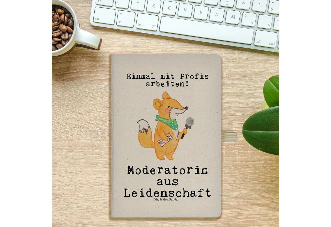 Thumbnail - Mr. & Mrs. Panda Notizbuch Moderatorin Leidenschaft - Transparent - Geschenk, A5 Notizbuch Damen Mr. & Mrs. Panda, Flexi...