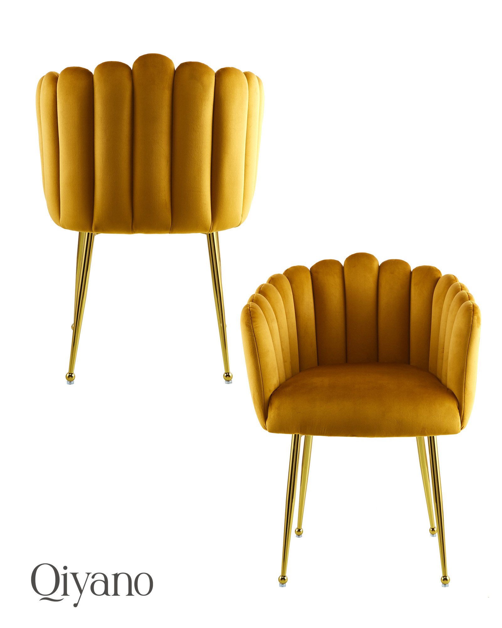 Qiyano Esszimmerstuhl Polsterstuhl Samt Orange - Komfortables Design, Pfleg günstig online kaufen