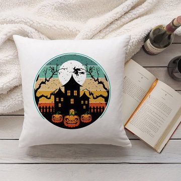 GRAVURZEILE Zierkissen mit Motiv - Halloween Haus - Schauriges Halloweenmotiv -, starke Farben ohne verblassen, Maschinenwäsche geeignet - ohne Füllung