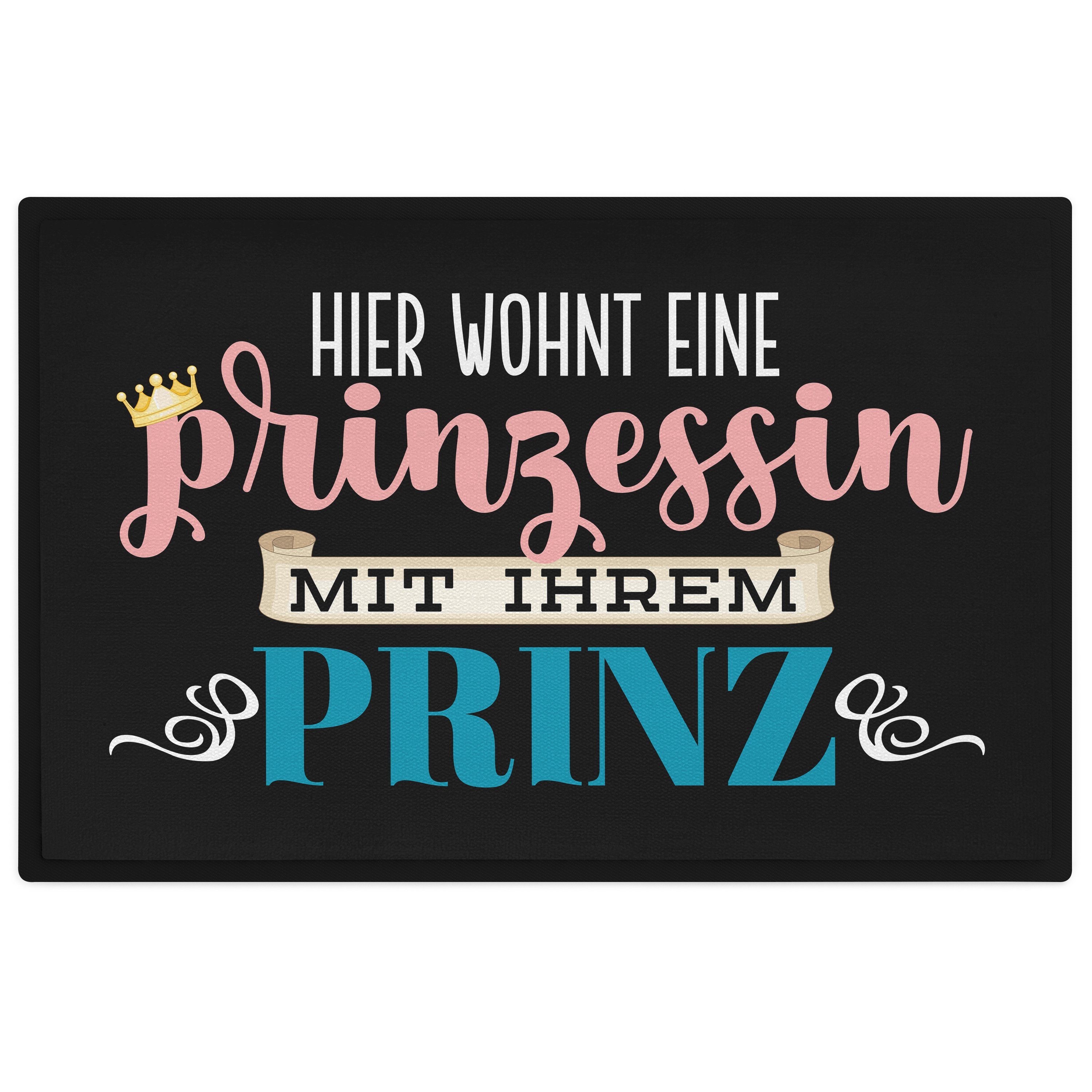 Trendation Fußmatte Hier Wohnt Eine Prinzessin mit Ihrem Prinz Fußmatte Geschenk Lustiger