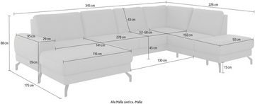 sit&more Wohnlandschaft Cinturo U-Form, inklusive Sitztiefenverstellung und Federkern, Sitzhöhe 45 cm