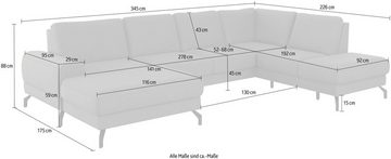 sit&more Wohnlandschaft Cinturo, inklusive Sitztiefenverstellung und Federkern, Sitzhöhe 45 cm