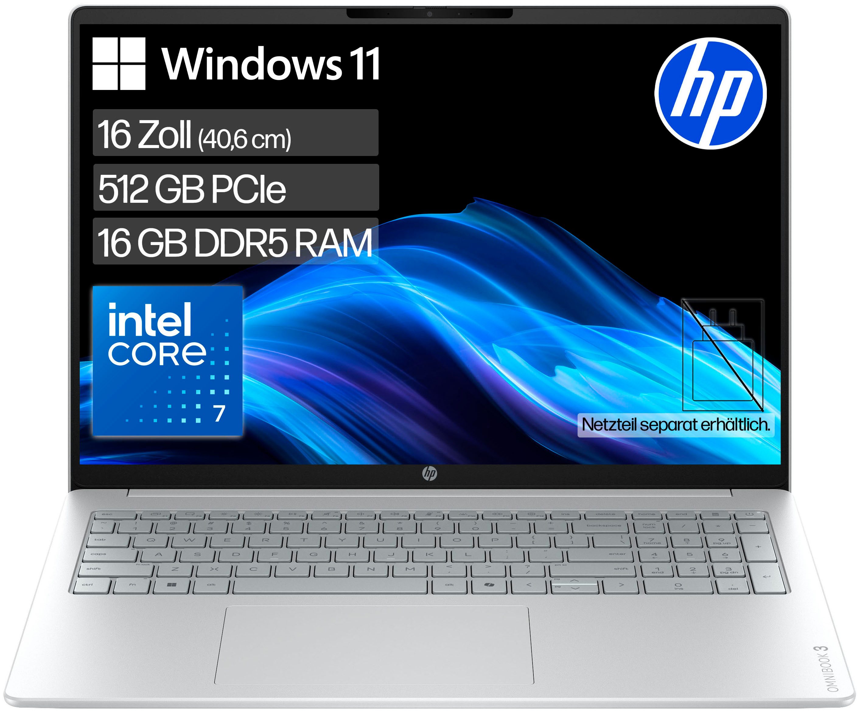 HP OmniBook 3 16-bu0070ngx Notebook (40,6 cm/16 Zoll, Intel Core 7 150U, Intel Graphics, 16 GB, 512 GB SSD)