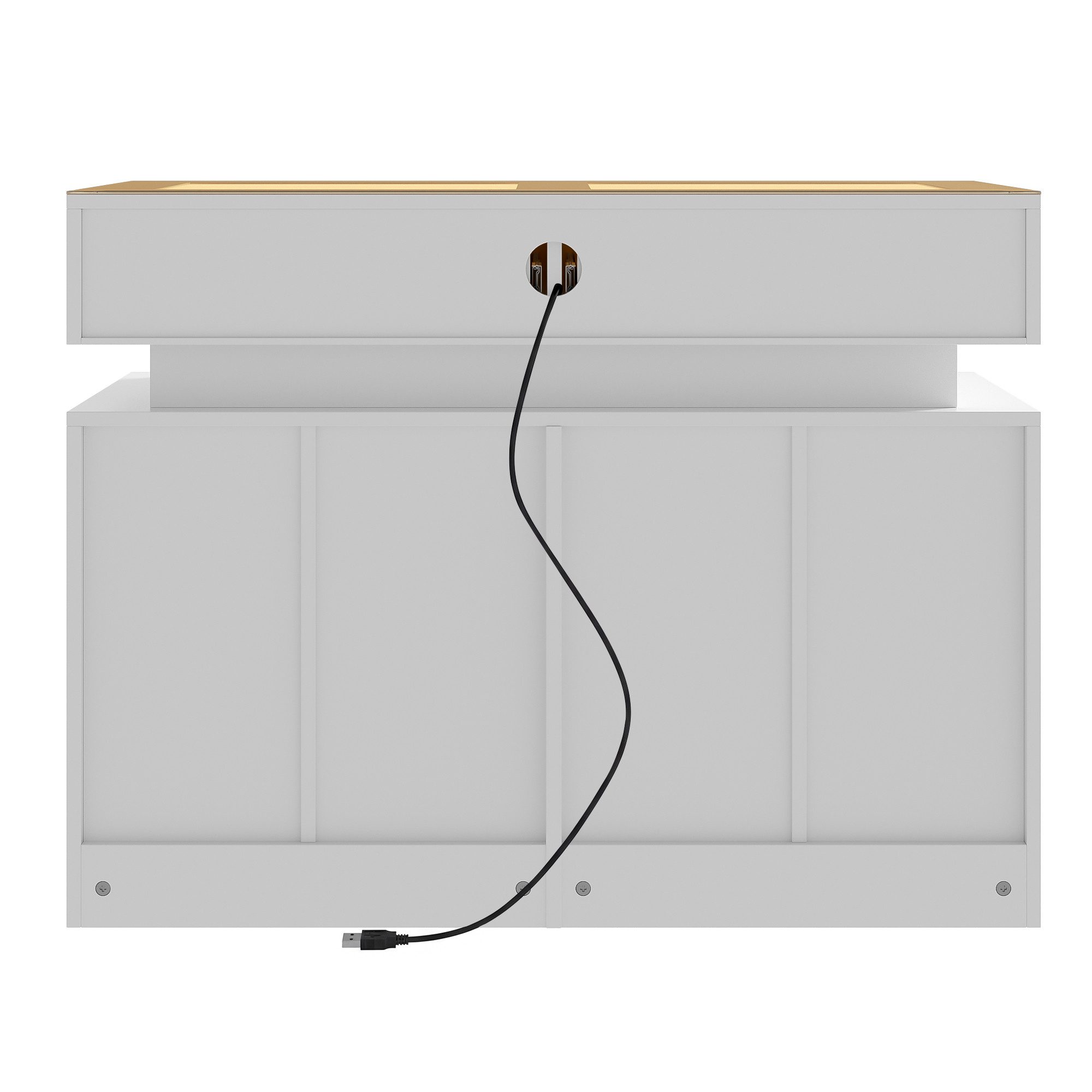 STILVORA Sideboard mit Glas & LED Aufbewahrungsschrank mit praktischer Unterteilung Weiß (8 Schubladen, mit praktischer Unterteilung,kippsicher, Weiß, 100x45x76 cm, Robuste PB-Konstruktion, Metallgriffen und -füßen, Einfache Montage), als Schminktisch oder Insel für Ankleidezimmer