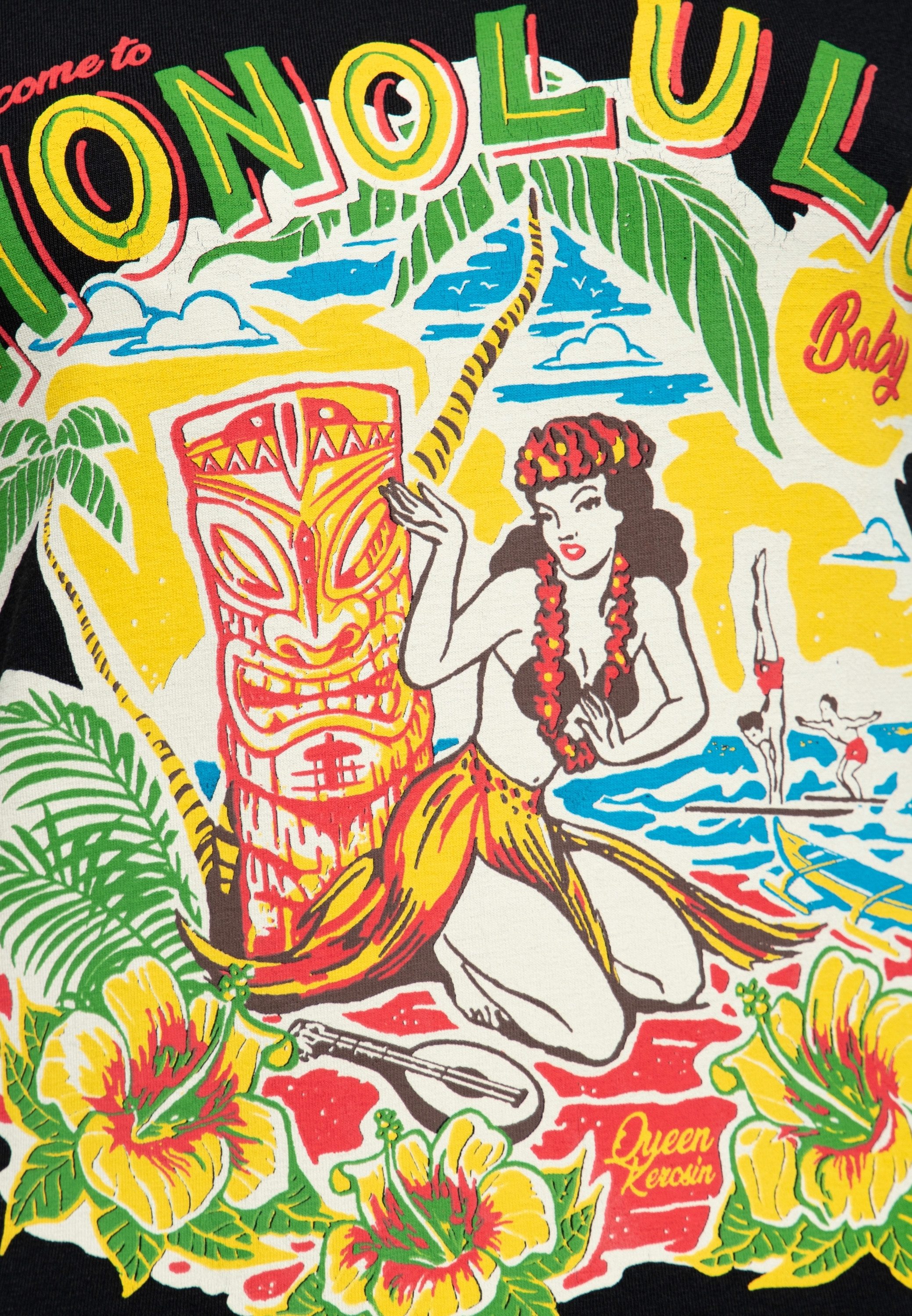 QueenKerosin Print-Shirt Honolulu mit hawaiianischem Printmotiv – Bild 4 von 5