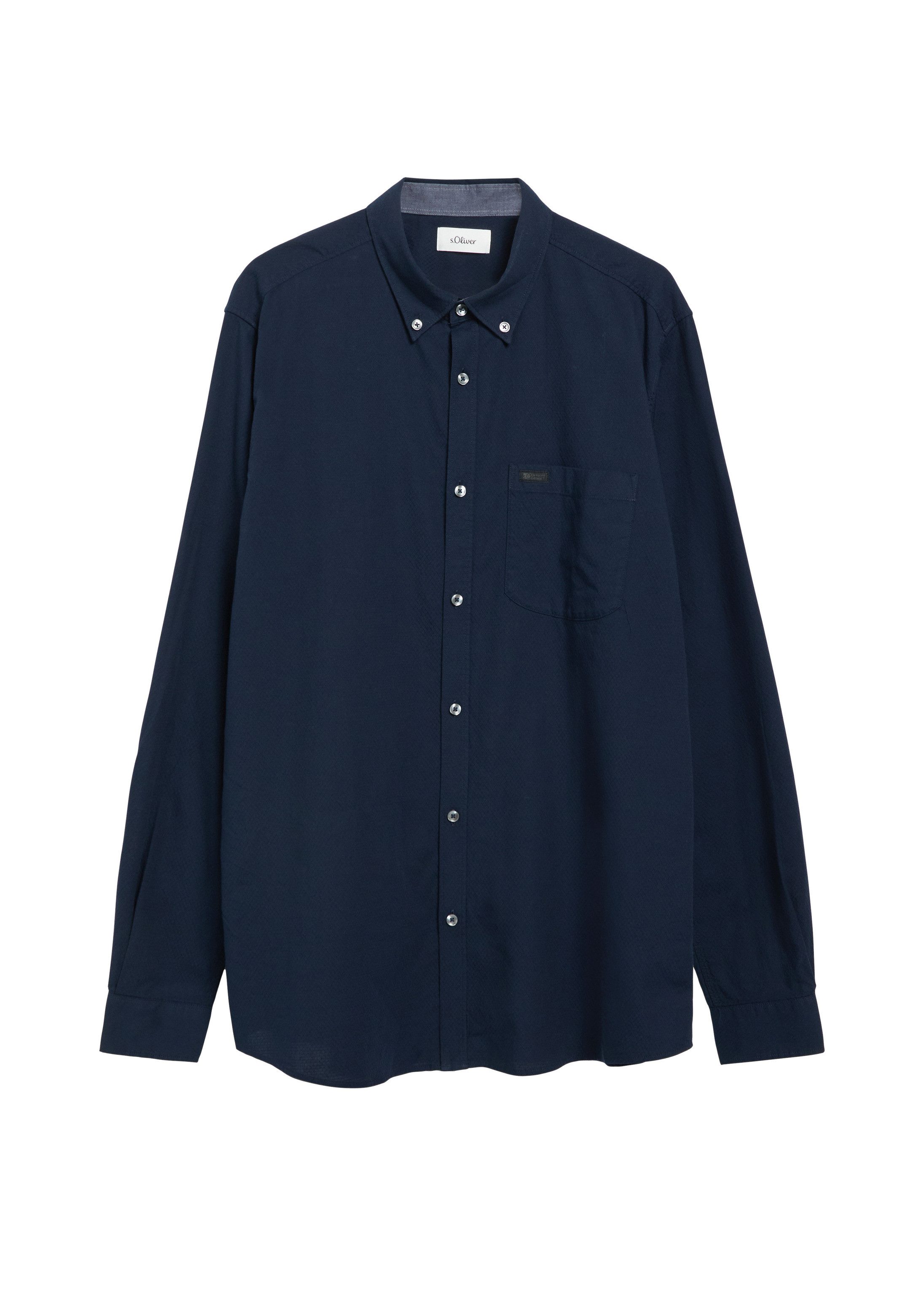 s.Oliver Langarmhemd Hemd Regular Fit: Fein strukturiertes Hemd mit Button-Down-Kragen