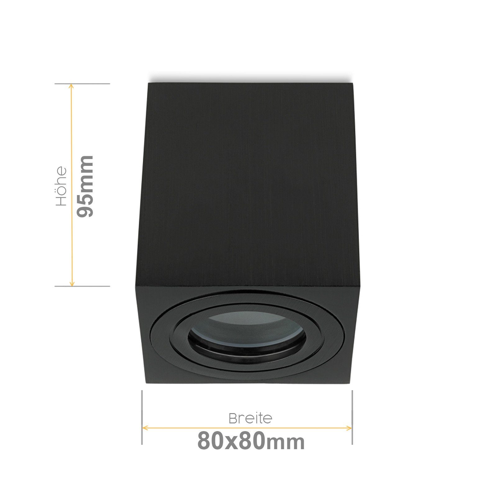 Sweet LED Aufbauleuchte Bad eckig GU10 Aluminium schwarz IP44 badezimmer deckenspot 4er, ohne Leuchtmittel, Aufbaustrahler LED, Aufbauspot, Deckenstrahler